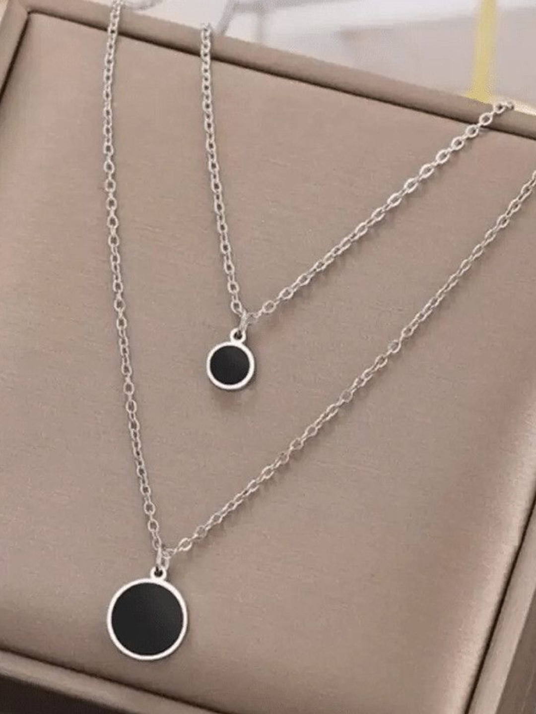 OPUS GEMS Silver Double Layered Necklace