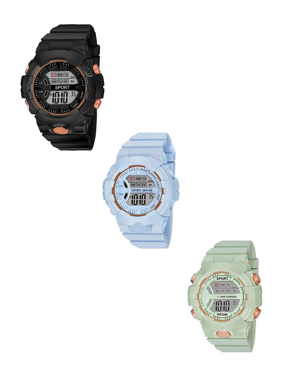 THE SHOPOHOLIC Kids Pack of 3 Dial & Straps Analogue Watch DK-B-BL-GR