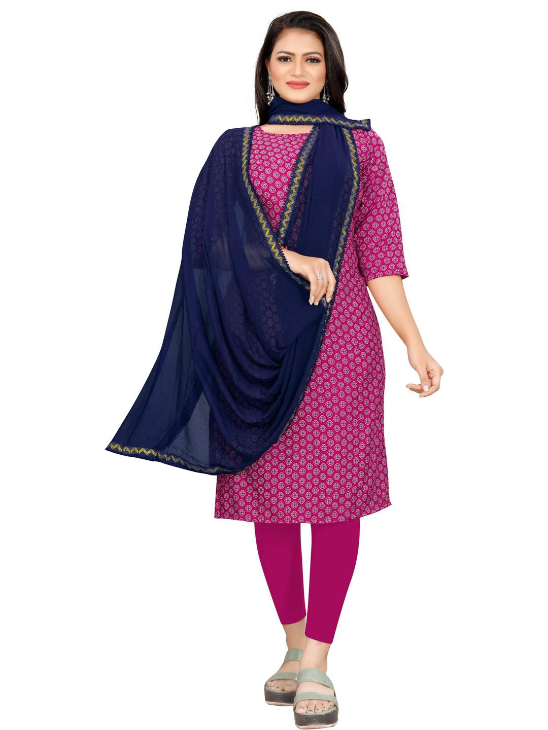 EBADAT Women Chiffon Blue Solid Dupatta