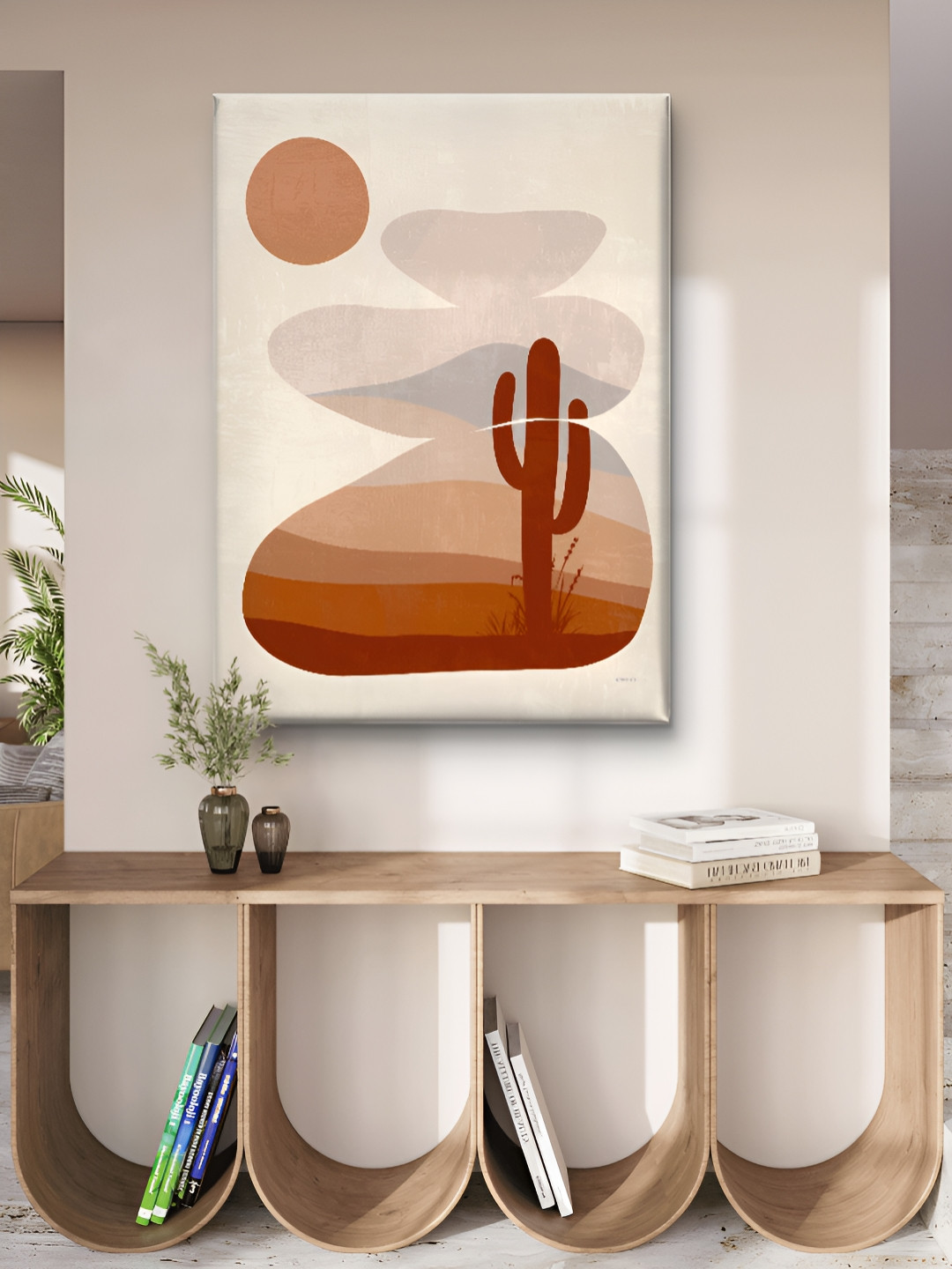 Livin'luxe Off White & Brown Desert Sunset Printed Canvas Wall Art
