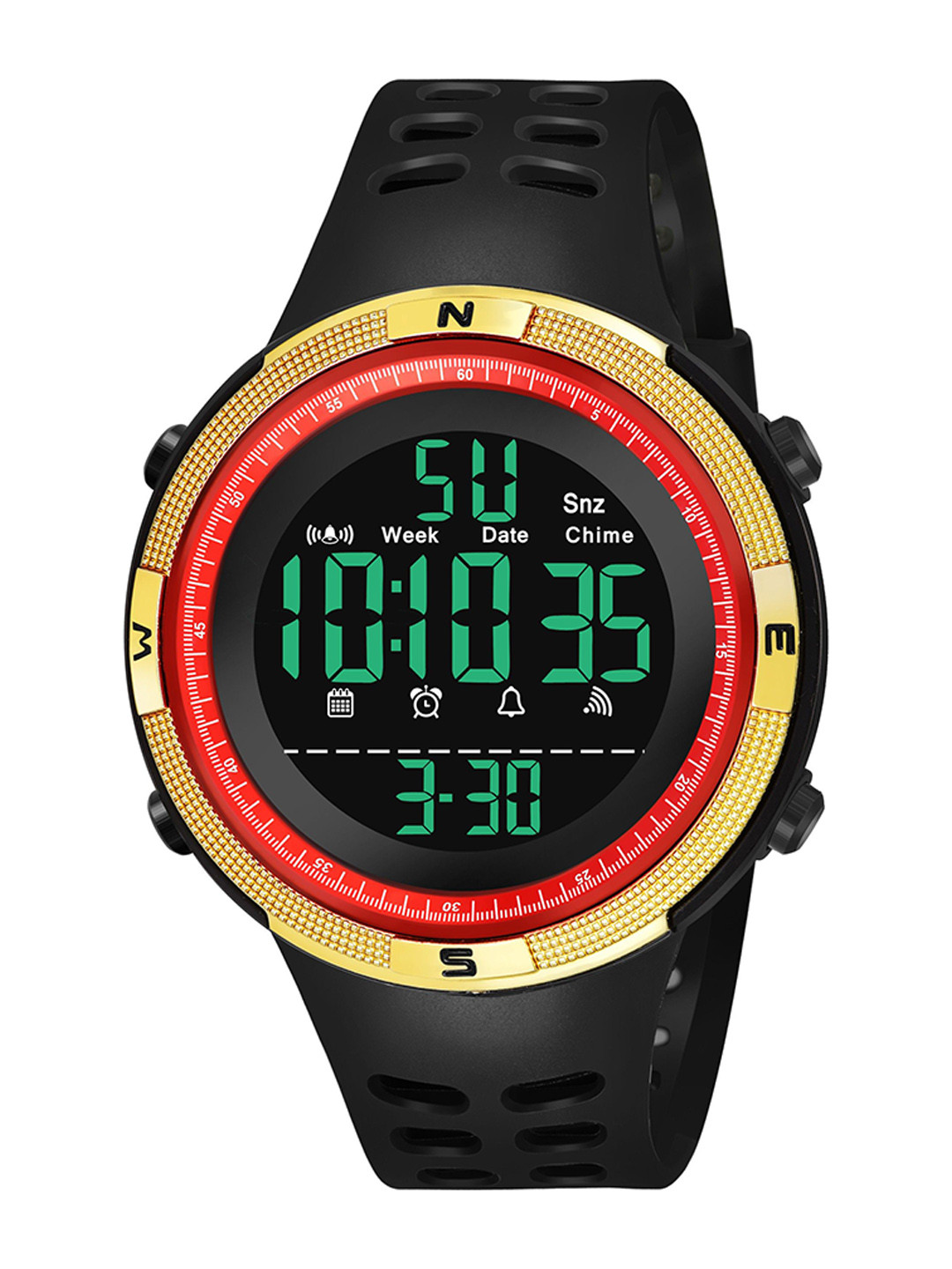 THE SHOPOHOLIC Men Dial & Silicon Straps Digital Watch 1251-BLACK-GOLD