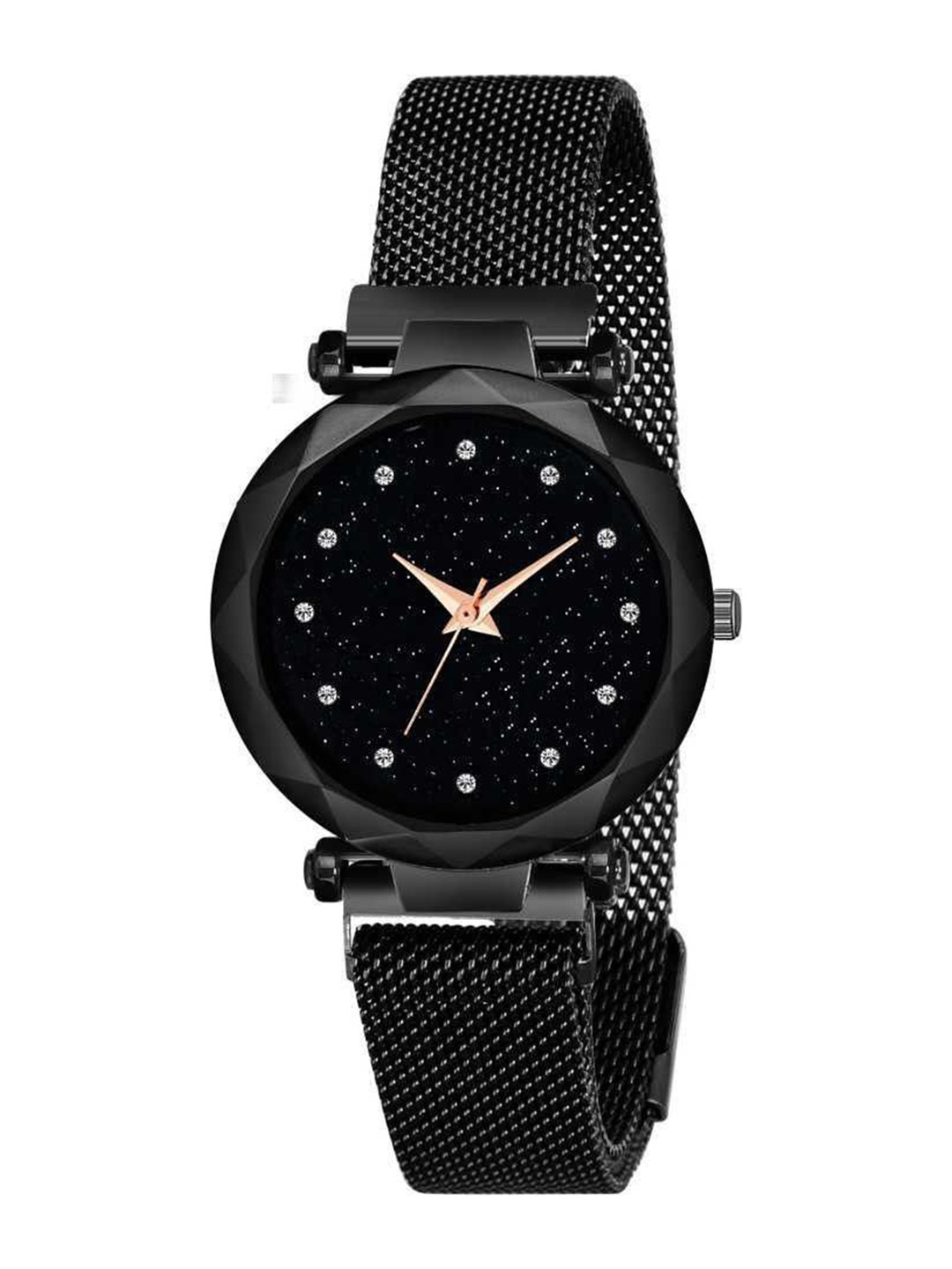THE SHOPOHOLIC Women Embellished Bracelet Style Straps Analogue Watch Black-12