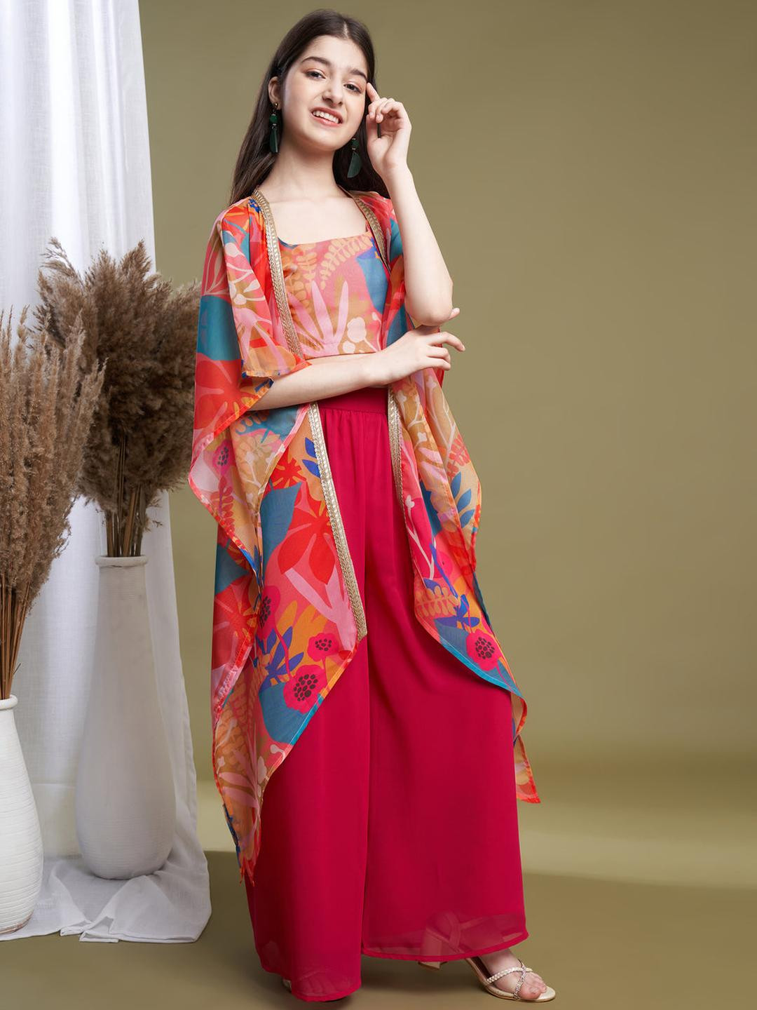 Tulsi Creation Kids-Girls Red Clothing Set