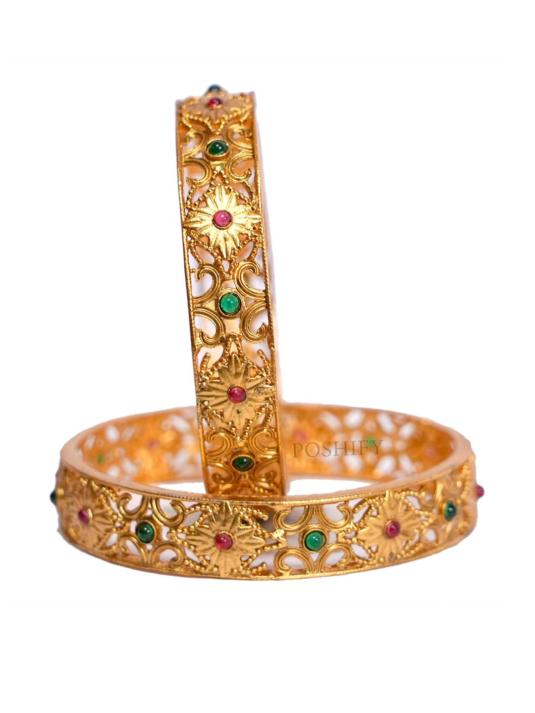 Luxury Gold Plated Pure Brass Bangles 2370-2100 Stylish Traditional Bangle