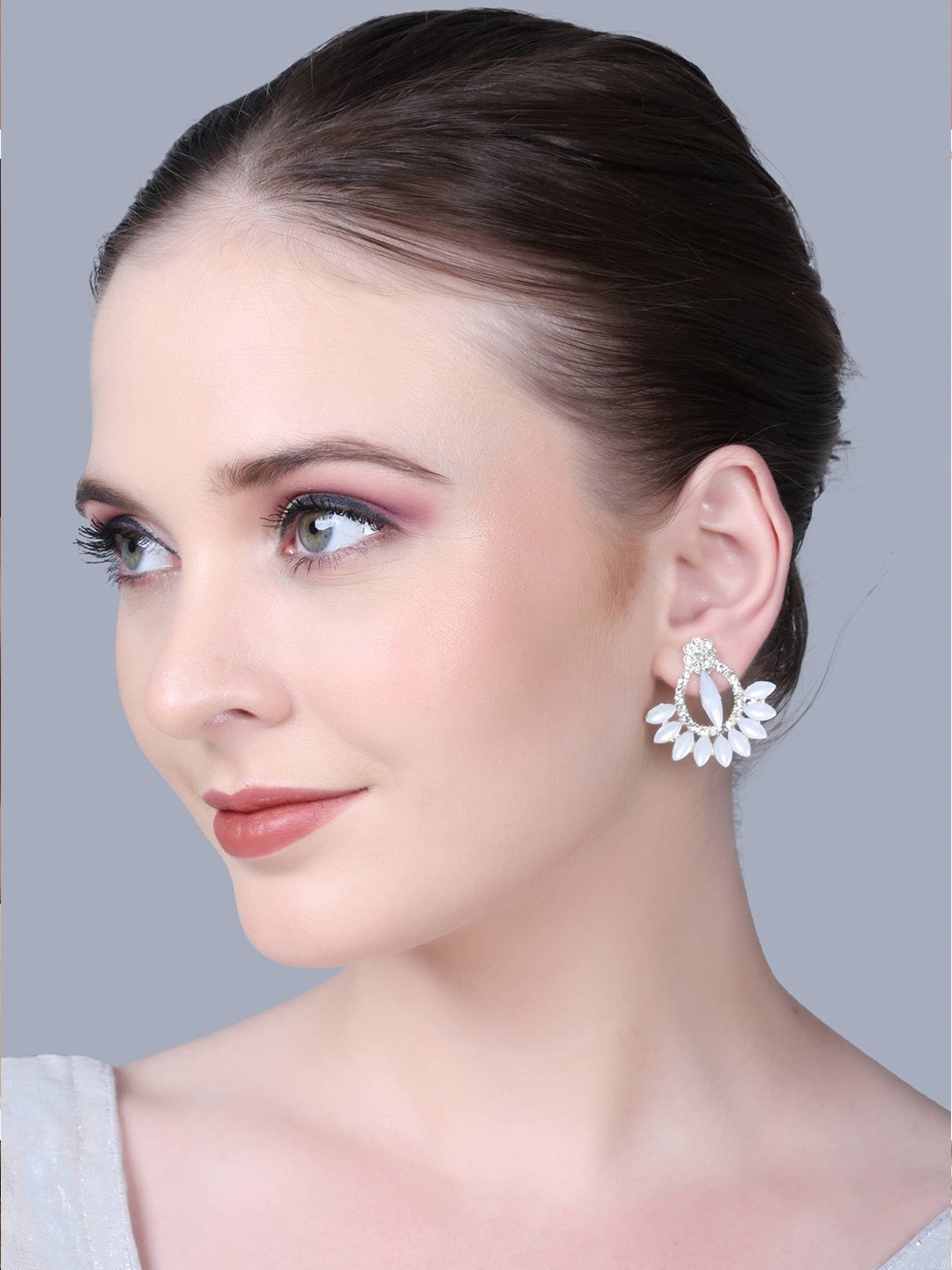 OPUS GEMS Artificial Stones Studded Center Eye Teardrop Shaped Studs