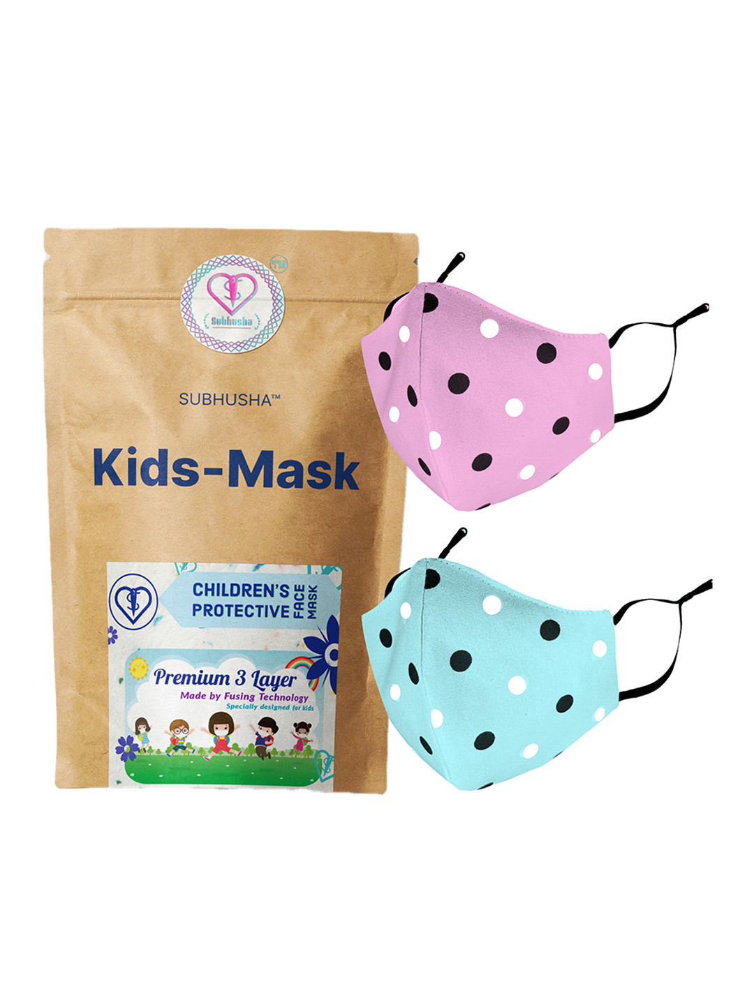 SUBHUSHA Kids Pack Of 2 3 Layer Cartoon Outdoor Mask