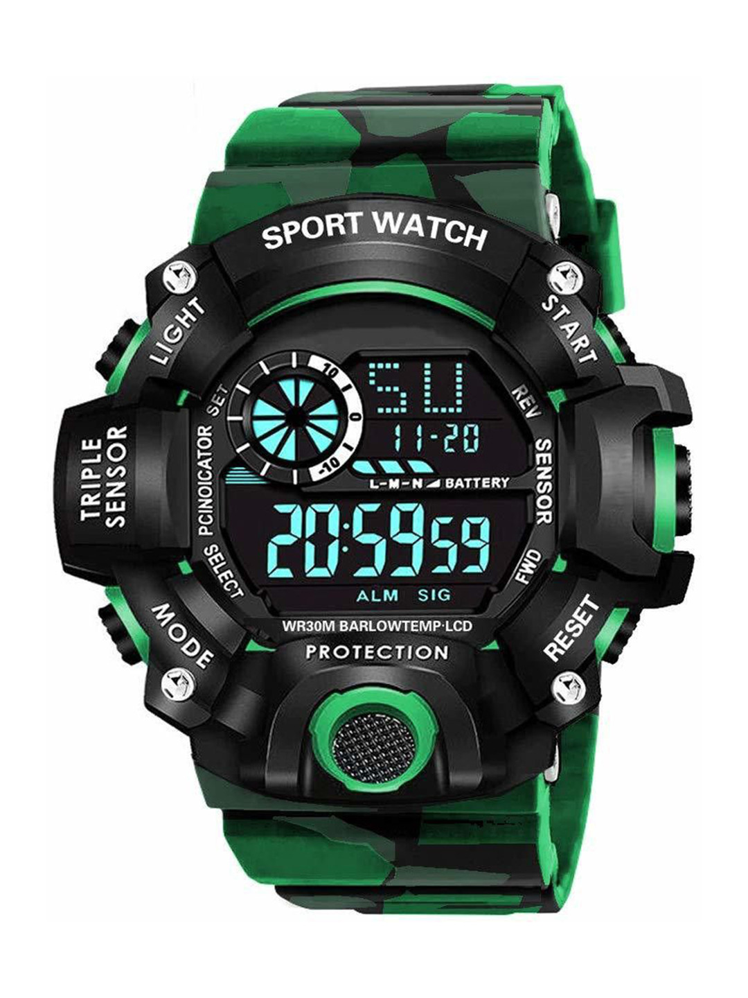 THE SHOPOHOLIC Men Round Dial & Straps Digital Watch C-Sh-Army Green