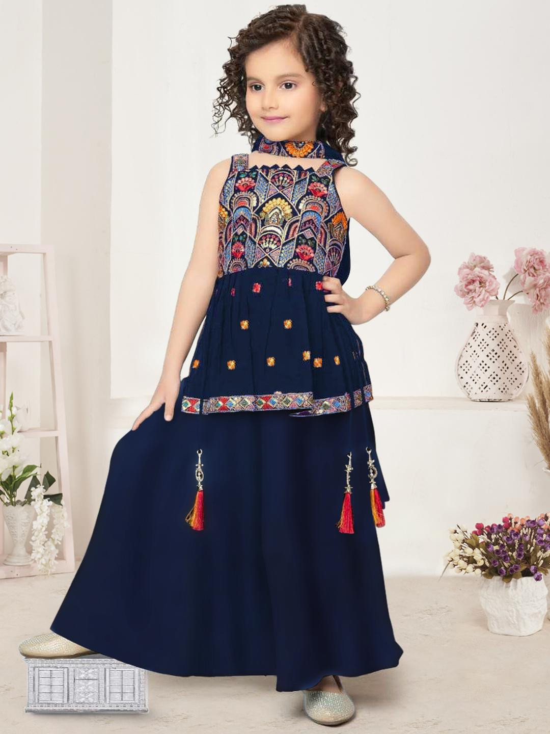 Tulsi Creation Kids-Girls Blue Clothing Set