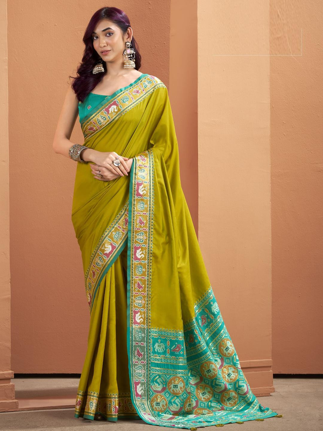 Smart Stree Art Silk Patola Saree with Woven Design Border