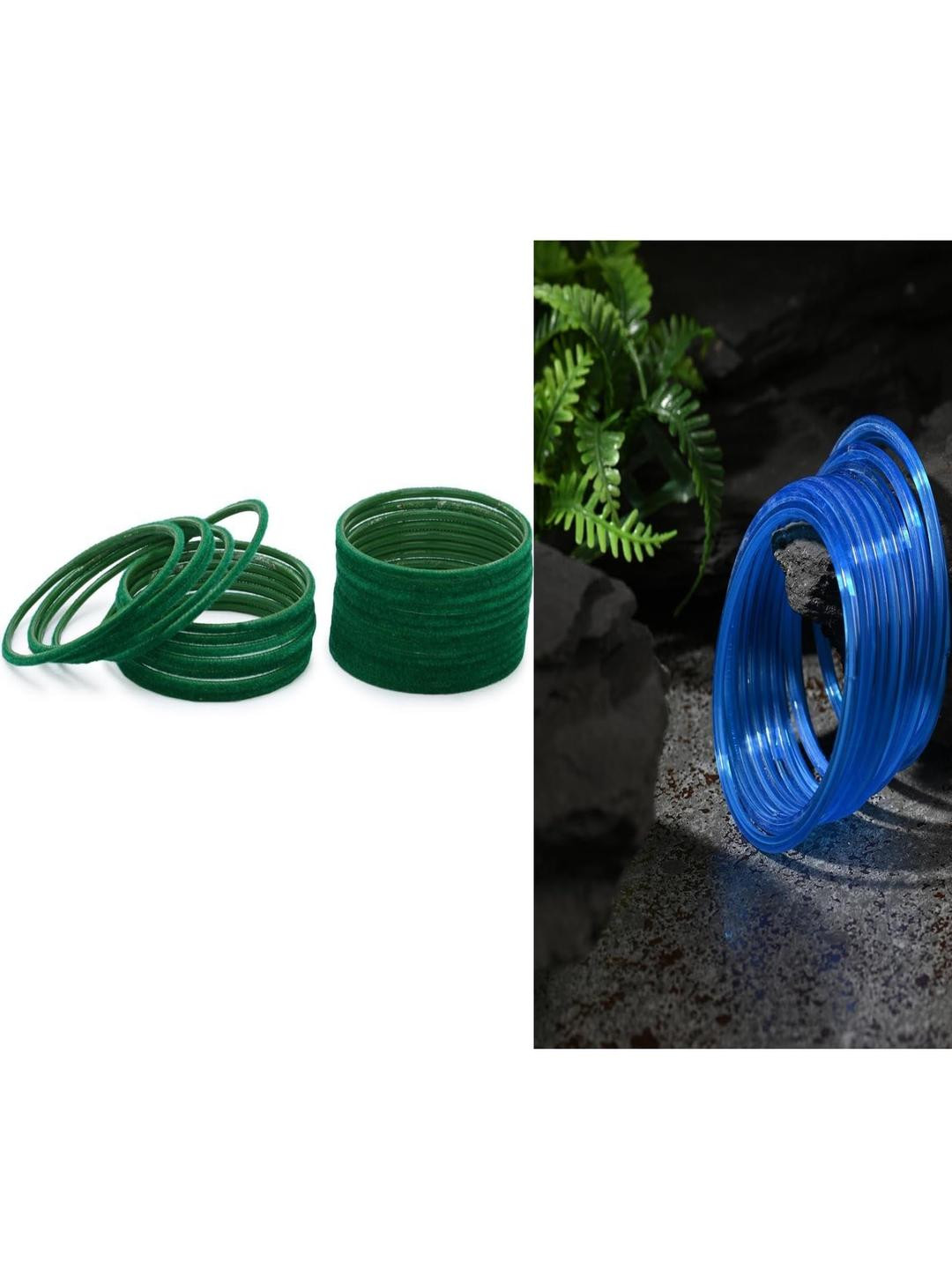 1ST TIME Set Of 36 Green Alloy Artificial Stones & Beads Antique Bangles