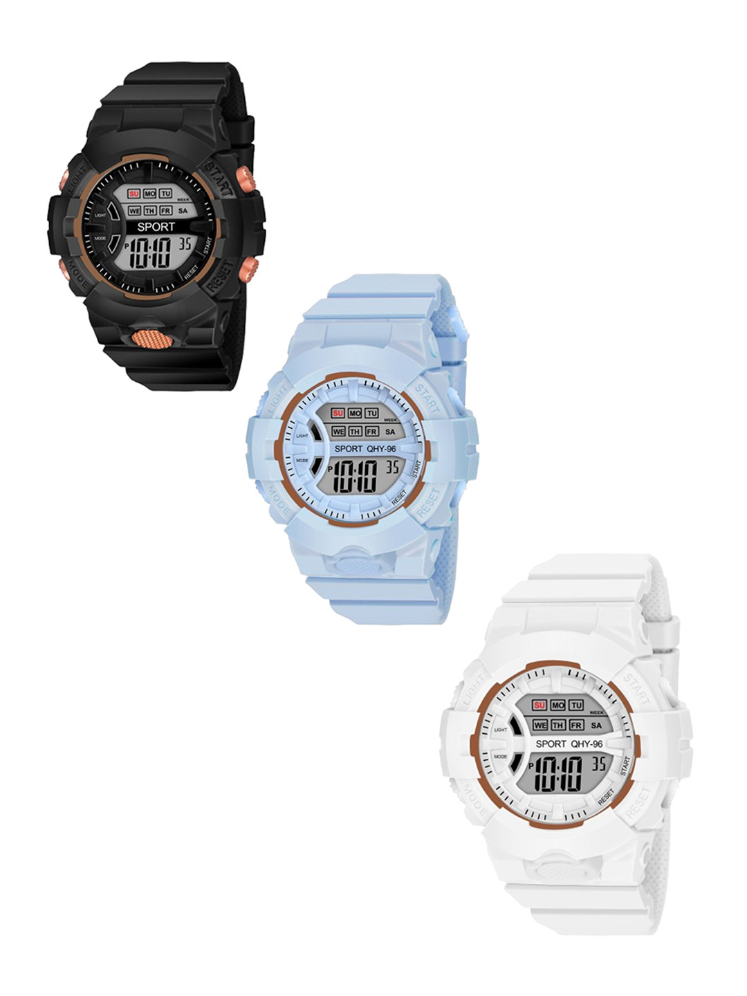 THE SHOPOHOLIC Kids Pack of 3 Straps Analogue Watch DK-B-BL-W