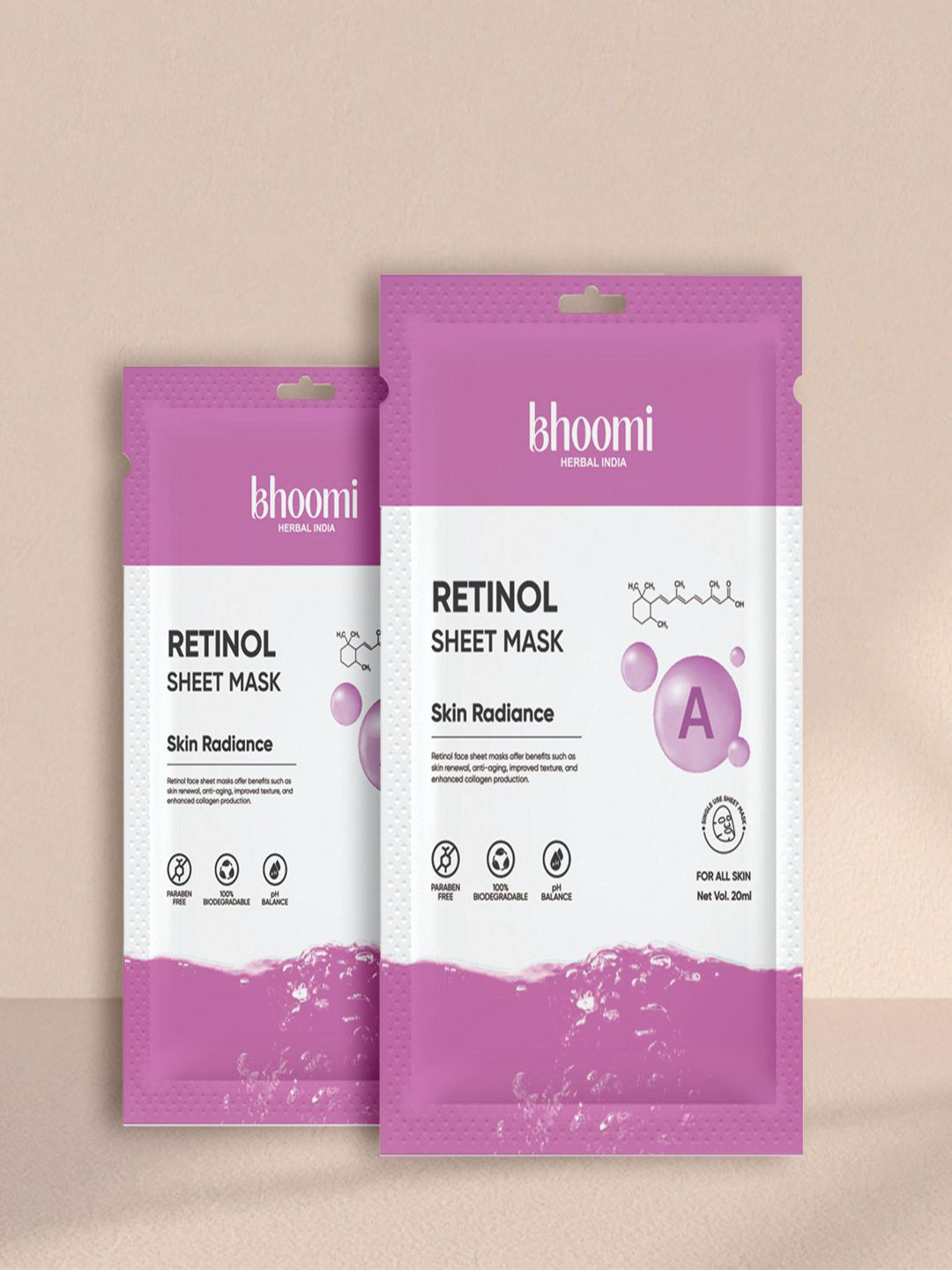 BHOOMI HERBAL INDIA Set Of 2 Retinol Sheet Mask - 20 ml Each