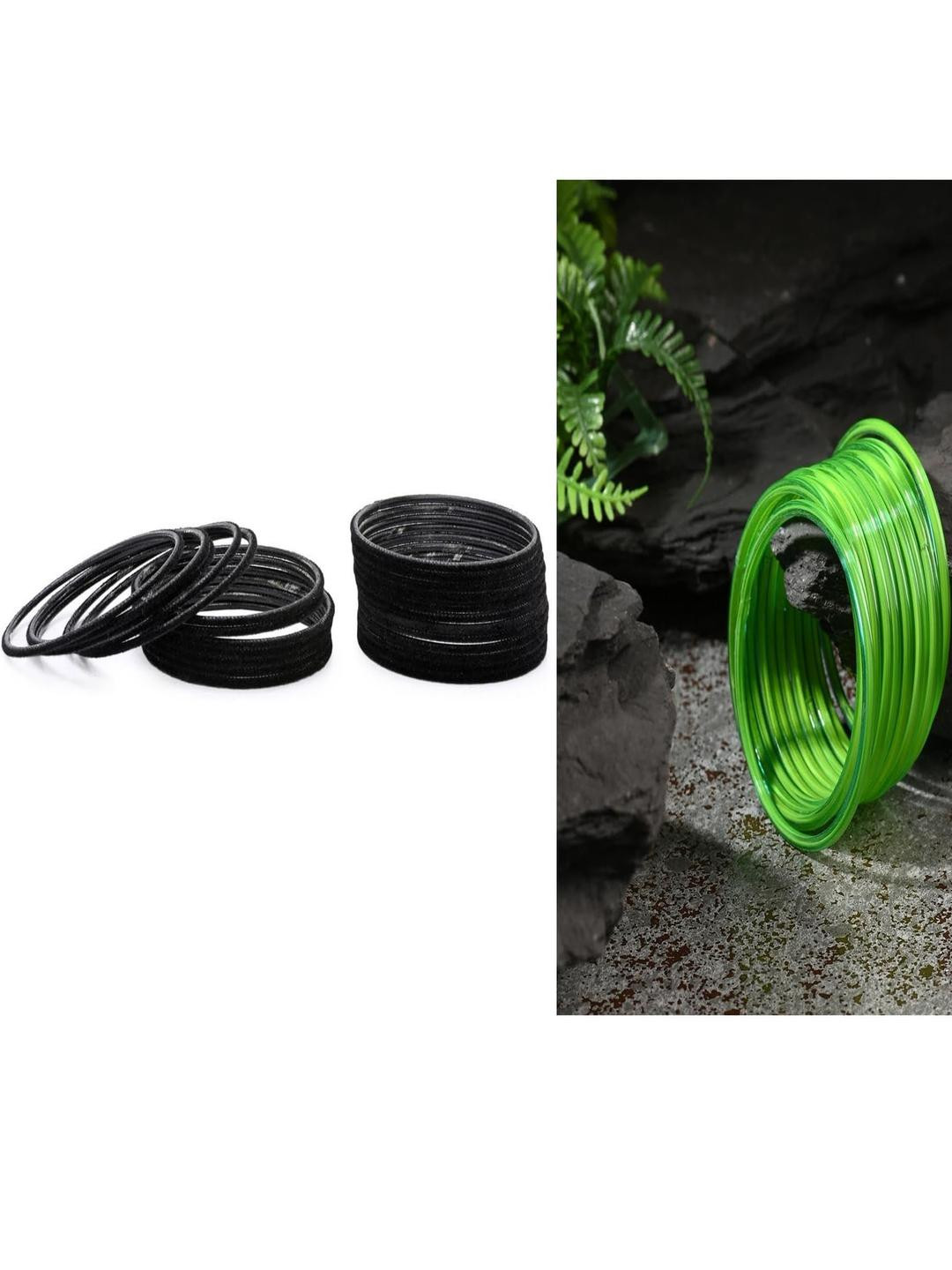 1ST TIME Set Of 36 Black Alloy Artificial Stones & Beads Antique Bangles