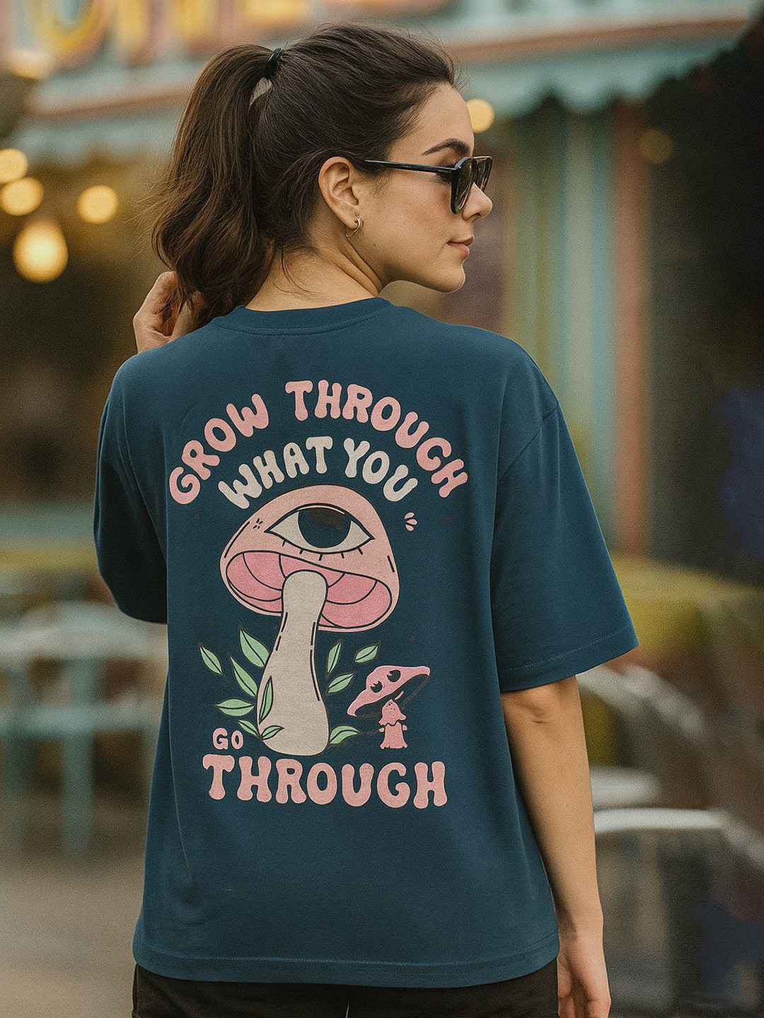 Tromko Graphic Printed Round Neck Drop-Shoulder Sleeves Cotton Relaxed Fit T-shirt