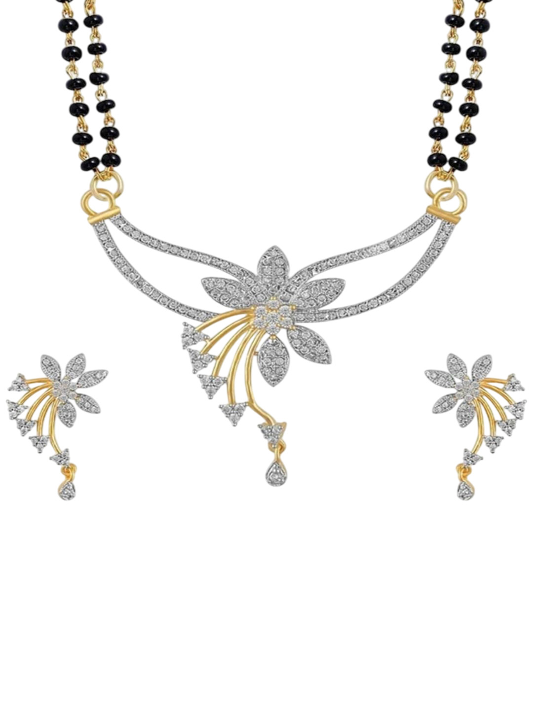 Rugved Enterprise Silver-Plated Stones Studded Mangalsutra