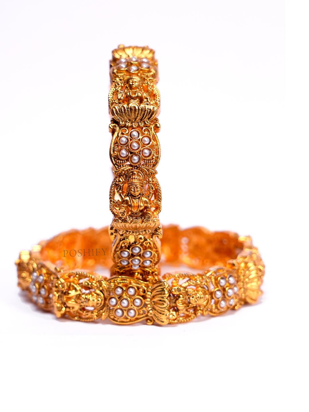 Luxury Gold Plated Goddess Laxmi Design  Pure Brass Bangles 2395-1729 Stylish Traditional Bangle