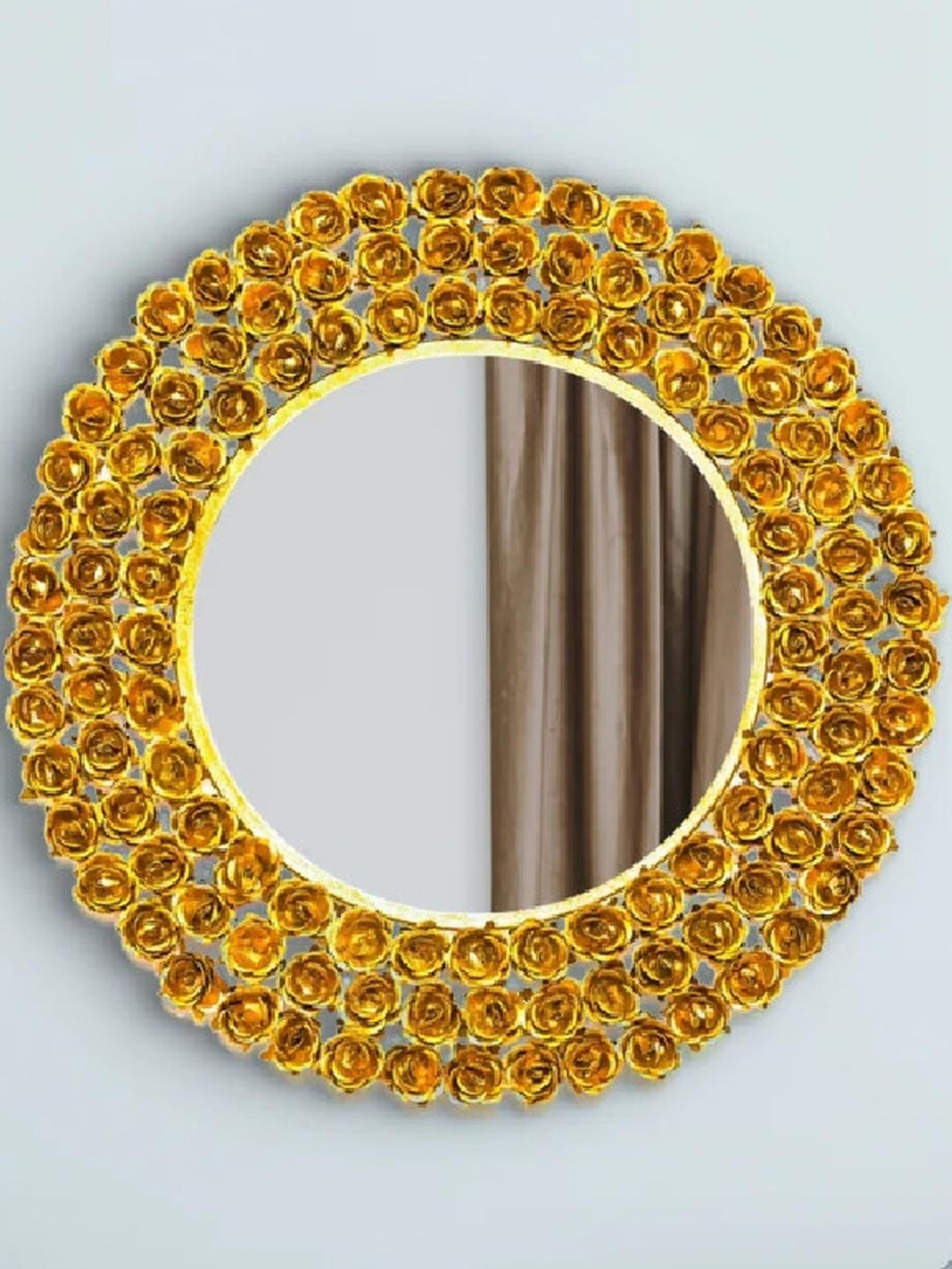 Urban Hamlet Handcrafted Golden Rose Frame Decorative Wall Mirror