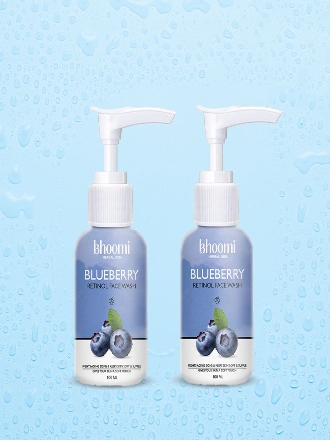 BHOOMI HERBAL INDIA Set Of 2 Blueberry Retinol Face Wash - 100 ml Each