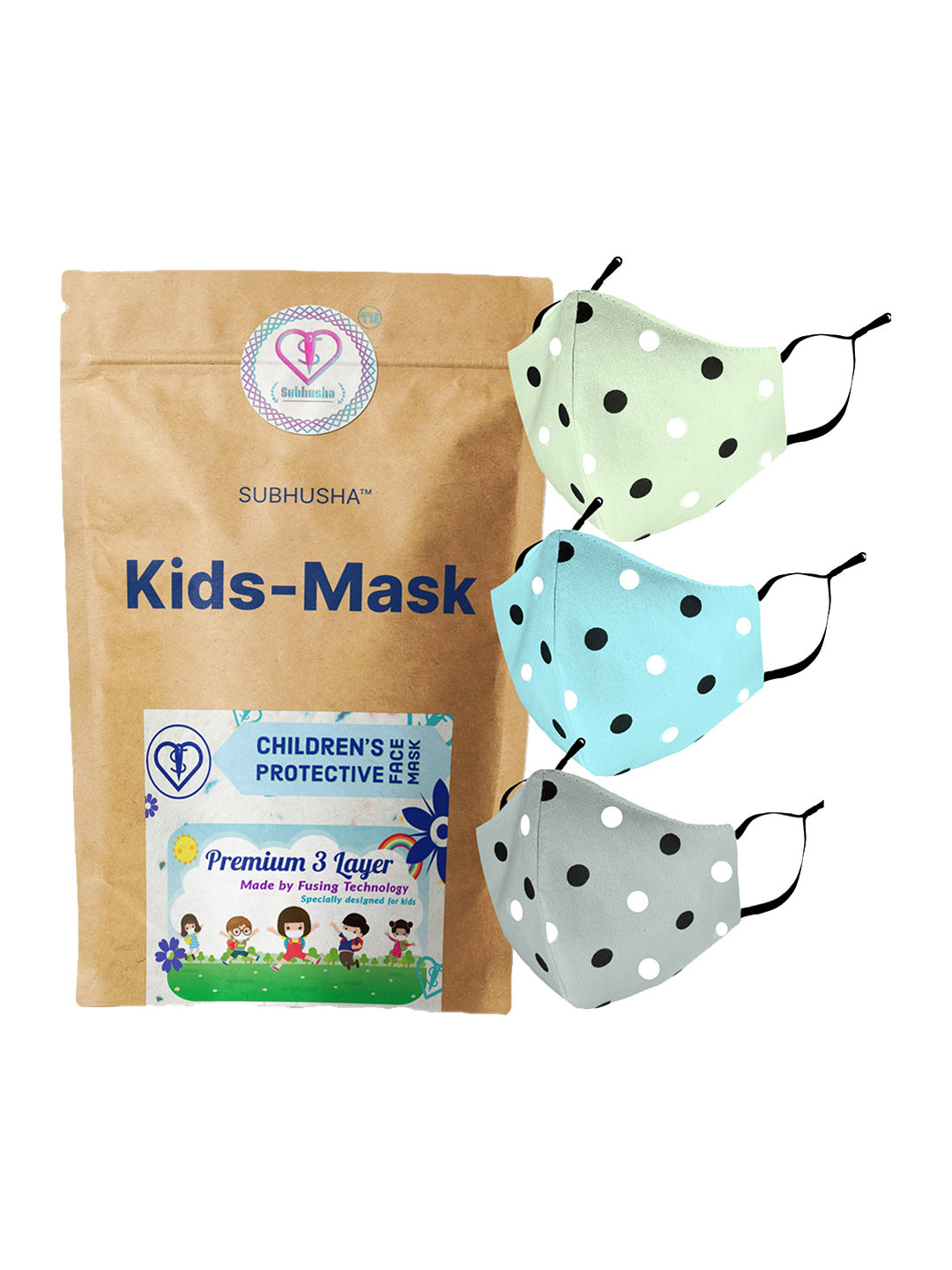 SUBHUSHA Kids Pack Of 3 3 Layer Cartoon Kids Outdoor Masks