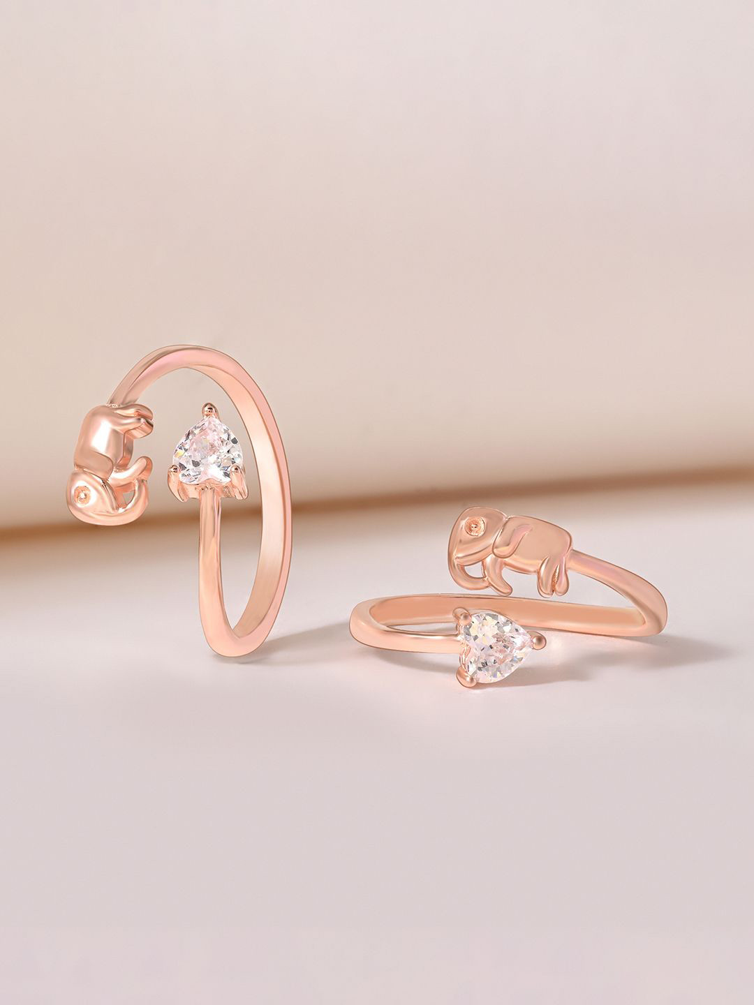 TOUCH925 925 Silver Elephant And Heart Toe Rings