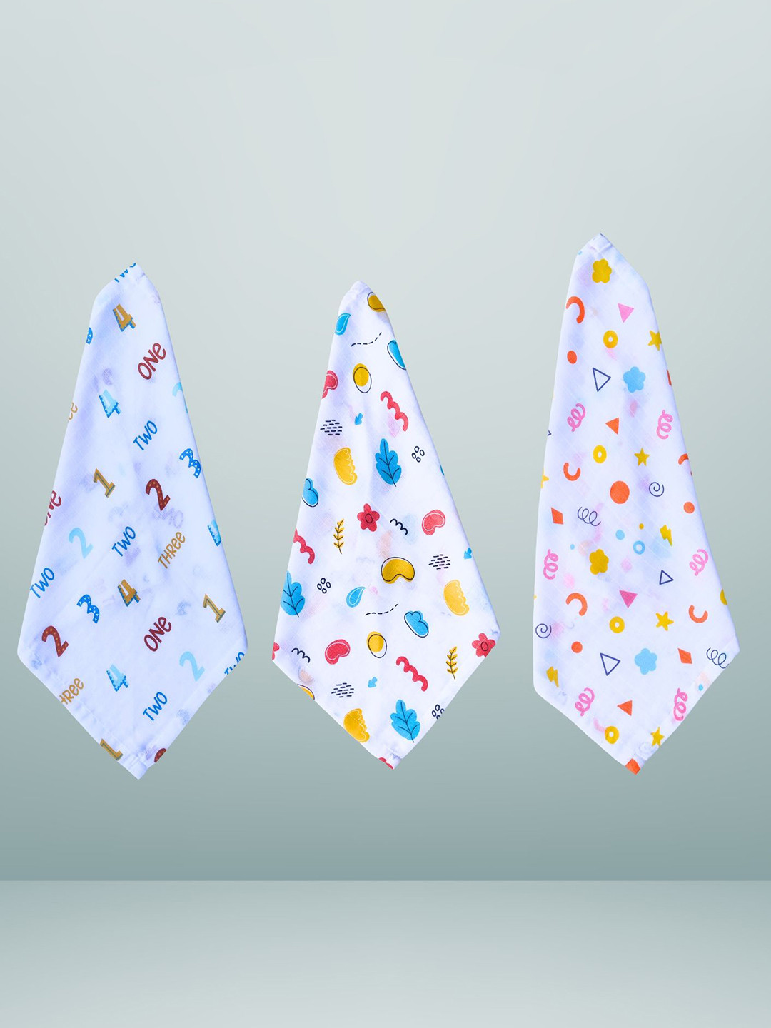 BAESD Pack Of 3 Printed Pure Cotton Baby Wash Cloths