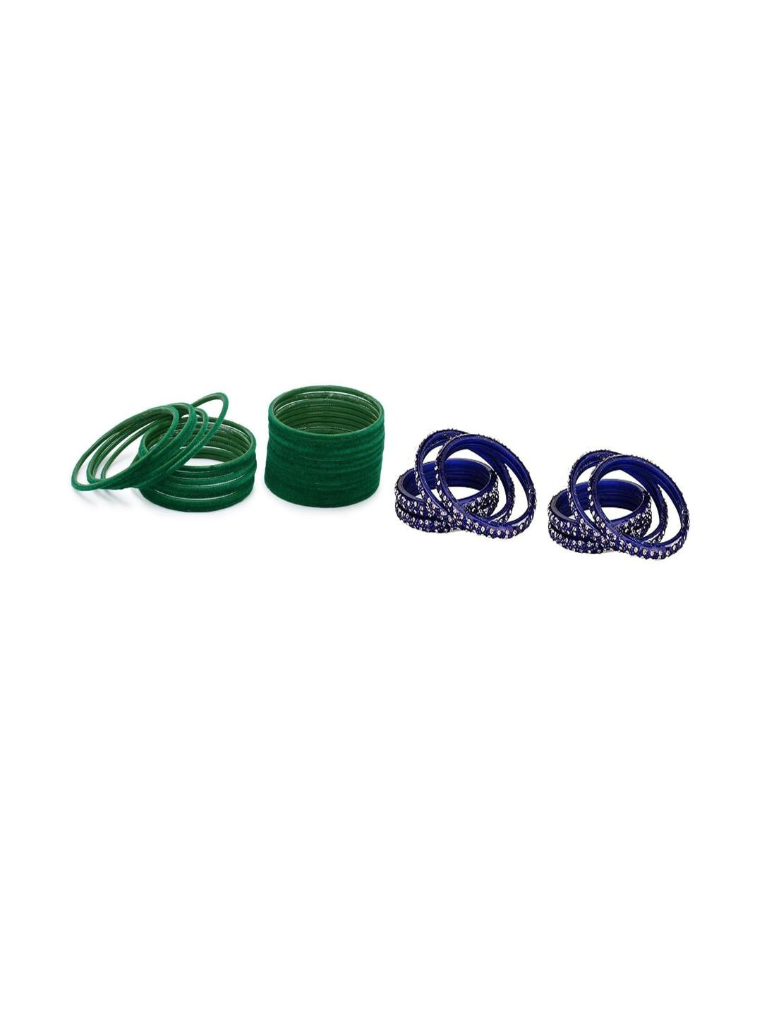 Somil Classic Combo Glass Bangles | Simple Chudi Set For Women & Girls | Daily Use & Special Occasions, Combo Of 2 Set, Green, Blue