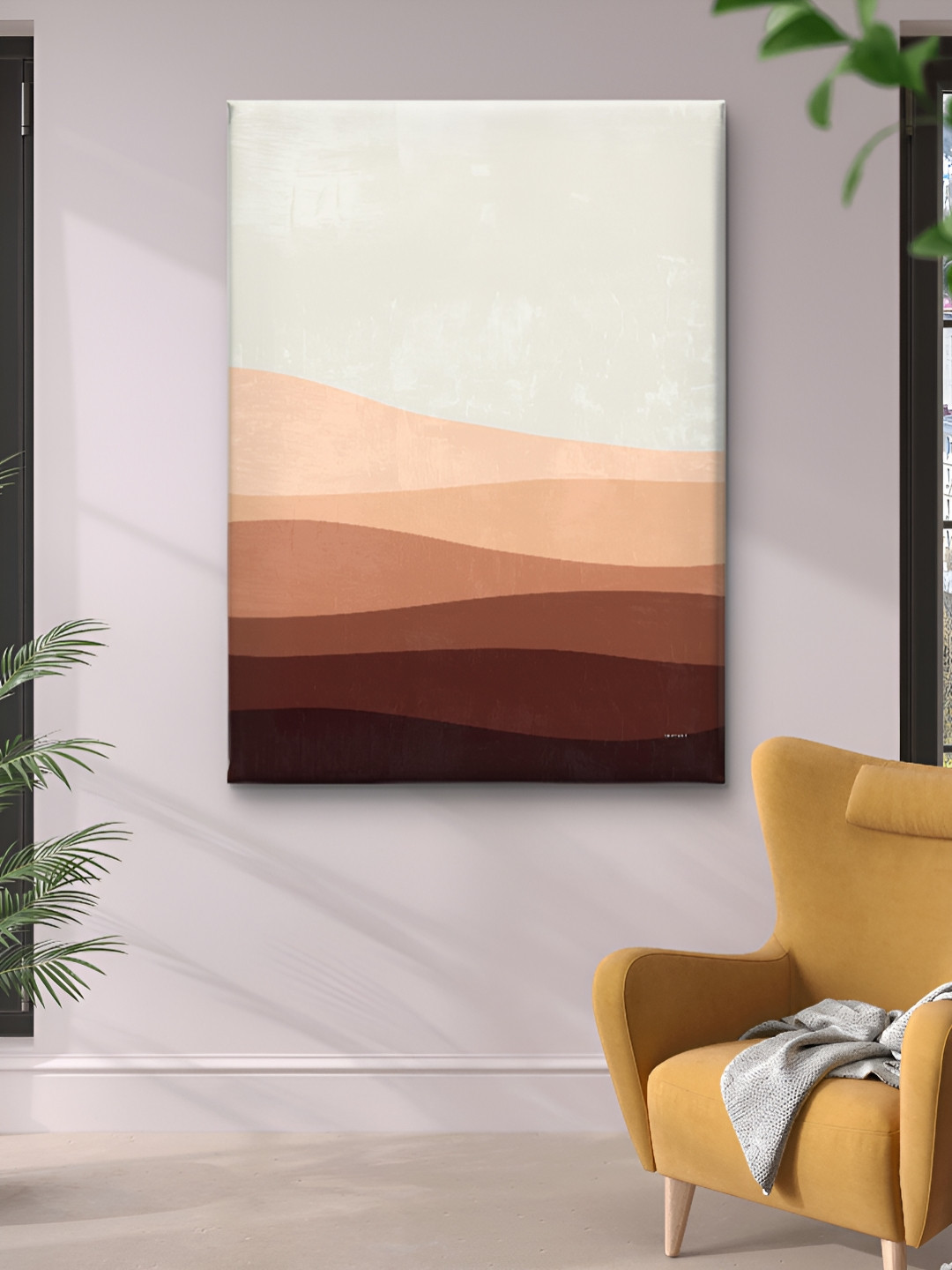 Livin'luxe Off White & Brown Earth Tones Printed Canvas Wall Art