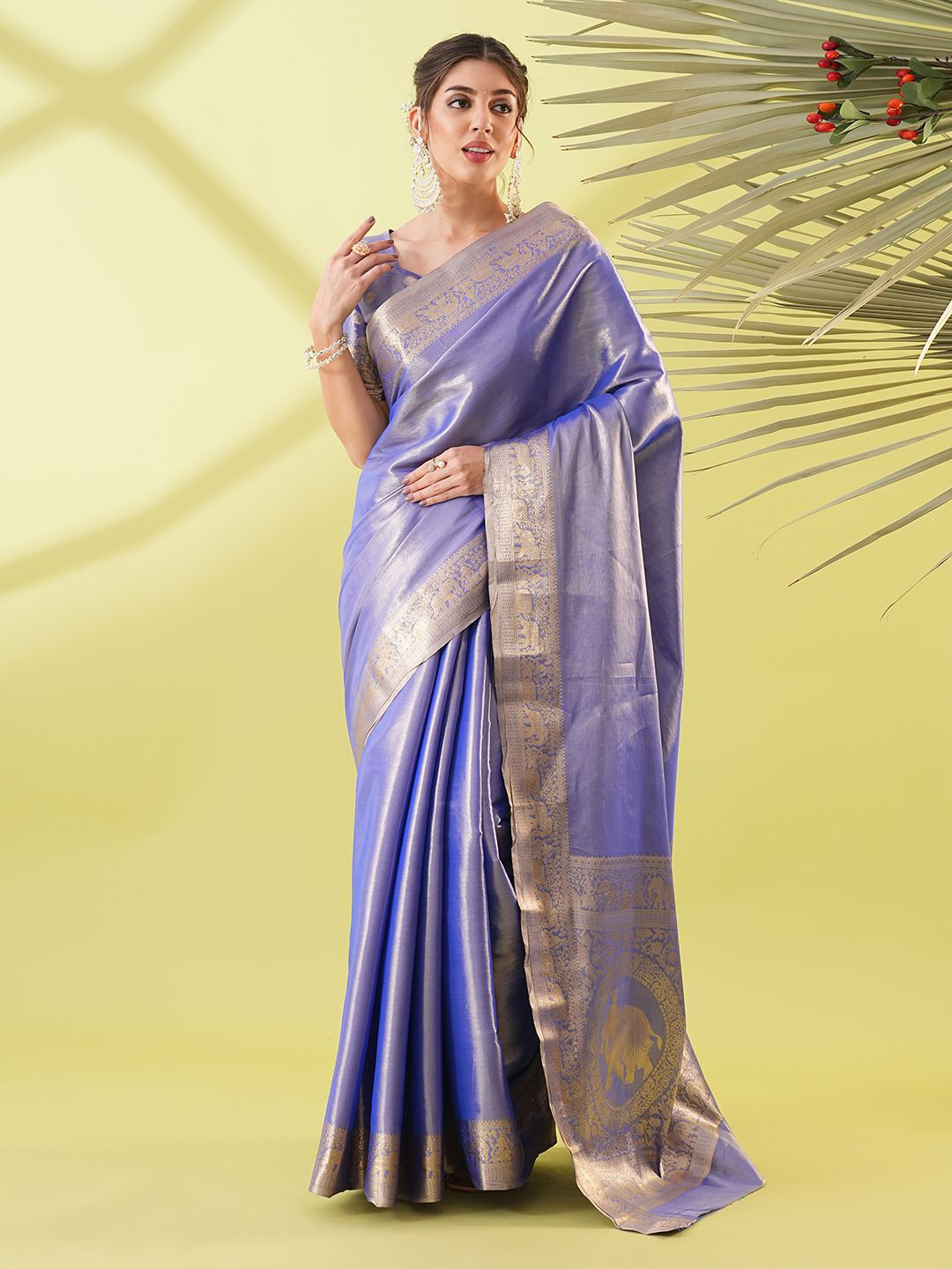 yourwish Emblshiled Zari Banarasi Saree