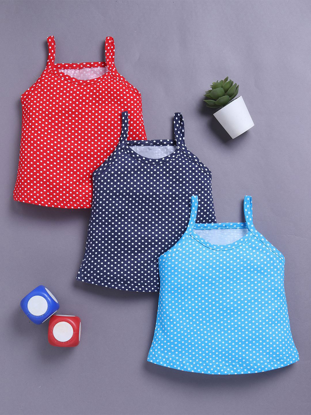 Redden Infant Girls Pack Of 3 Printed Cotton Basic Vests R2-W100-GIRLS-TAPE