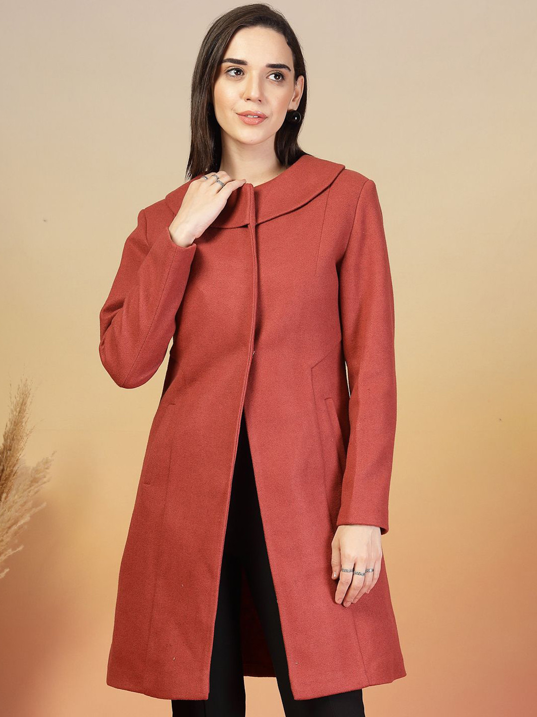 Juelle Women Peter Pan Collar Single-Breasted Longline Winter Overcoat