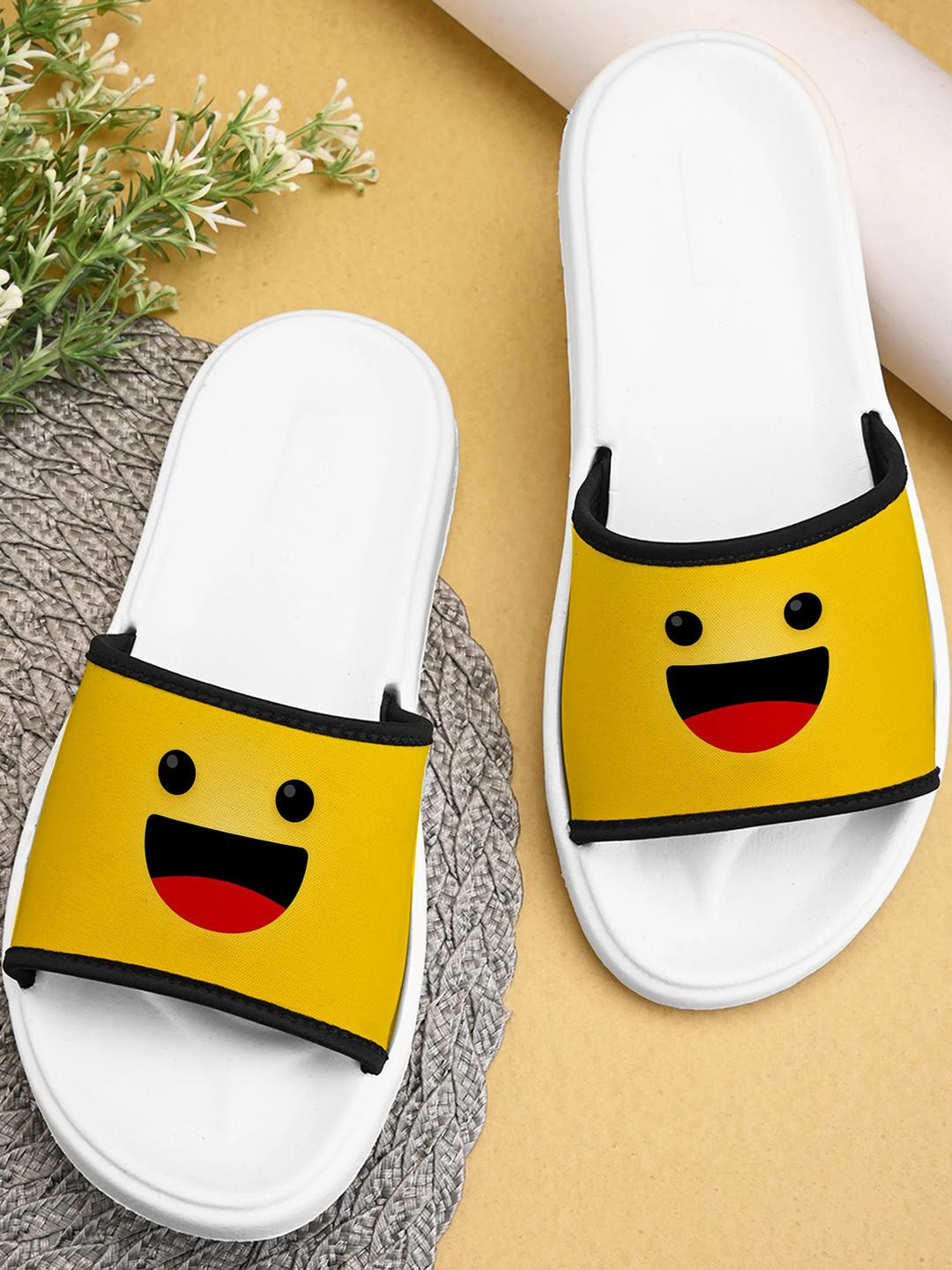 BOOTCO Women Gold Rubber Sliders