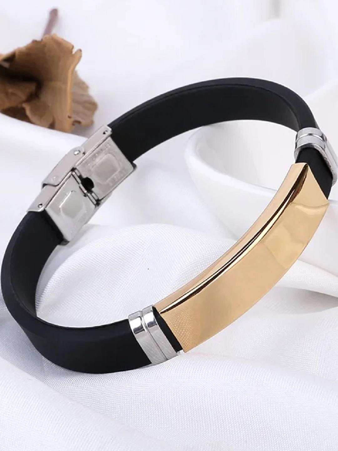 Beadzz fashion Unisex Black & Silver With Gold-Plated Alloy Wraparound Bracelet
