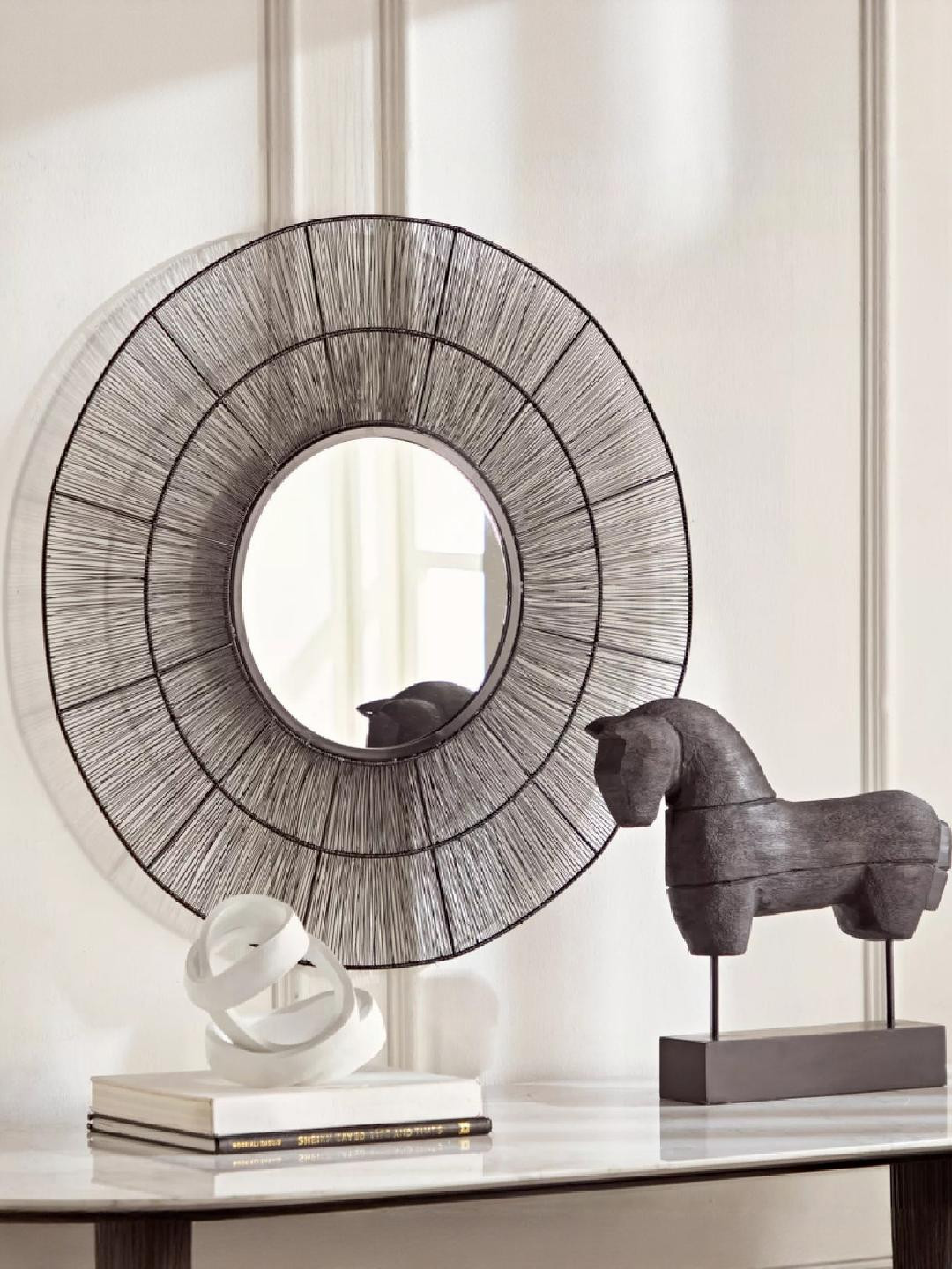 Urban Hamlet Minimalist Black Iron Frame Wall Mirror