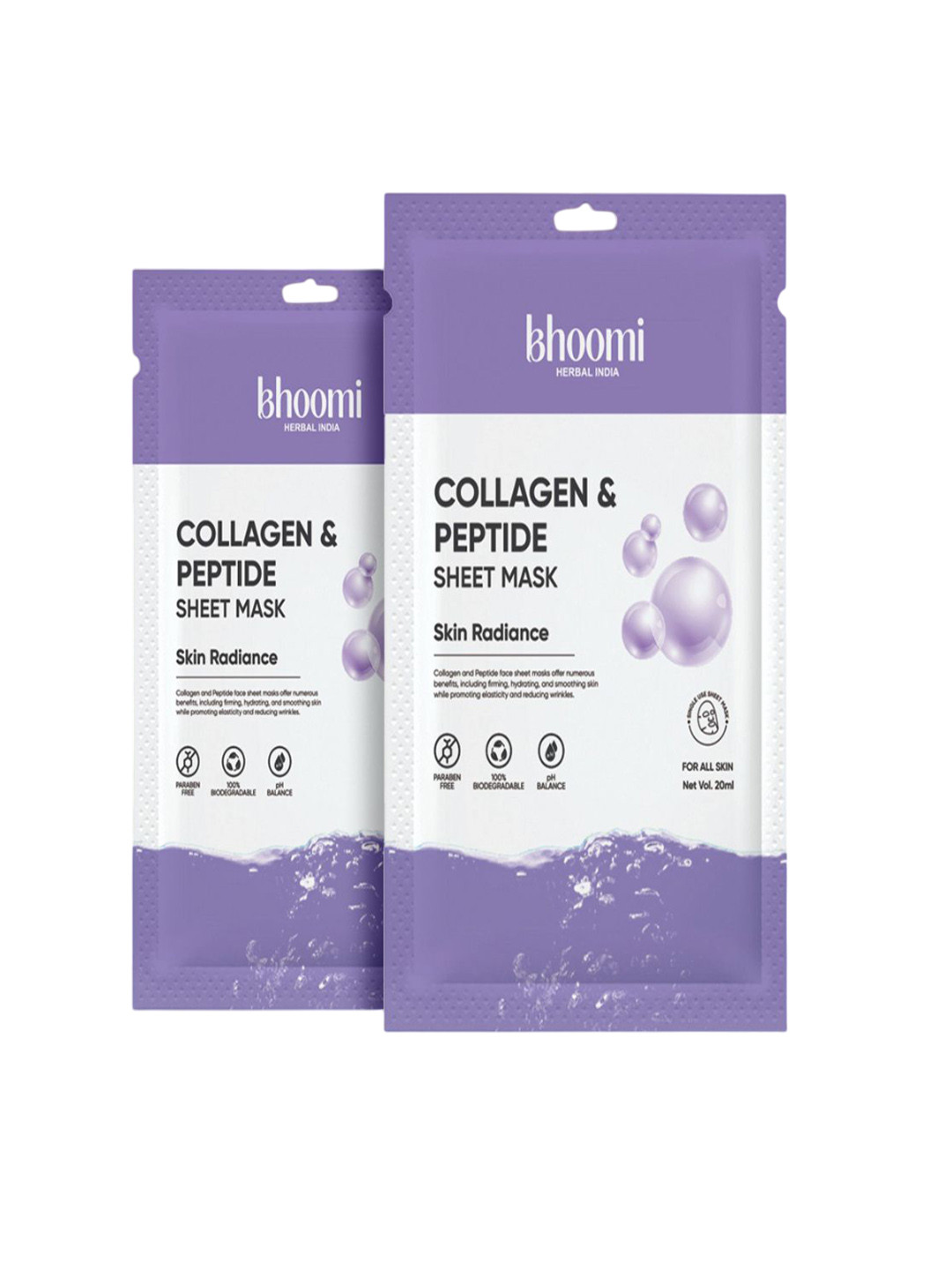 BHOOMI HERBAL INDIA Set Of 2 Collagen & Peptide Sheet Mask