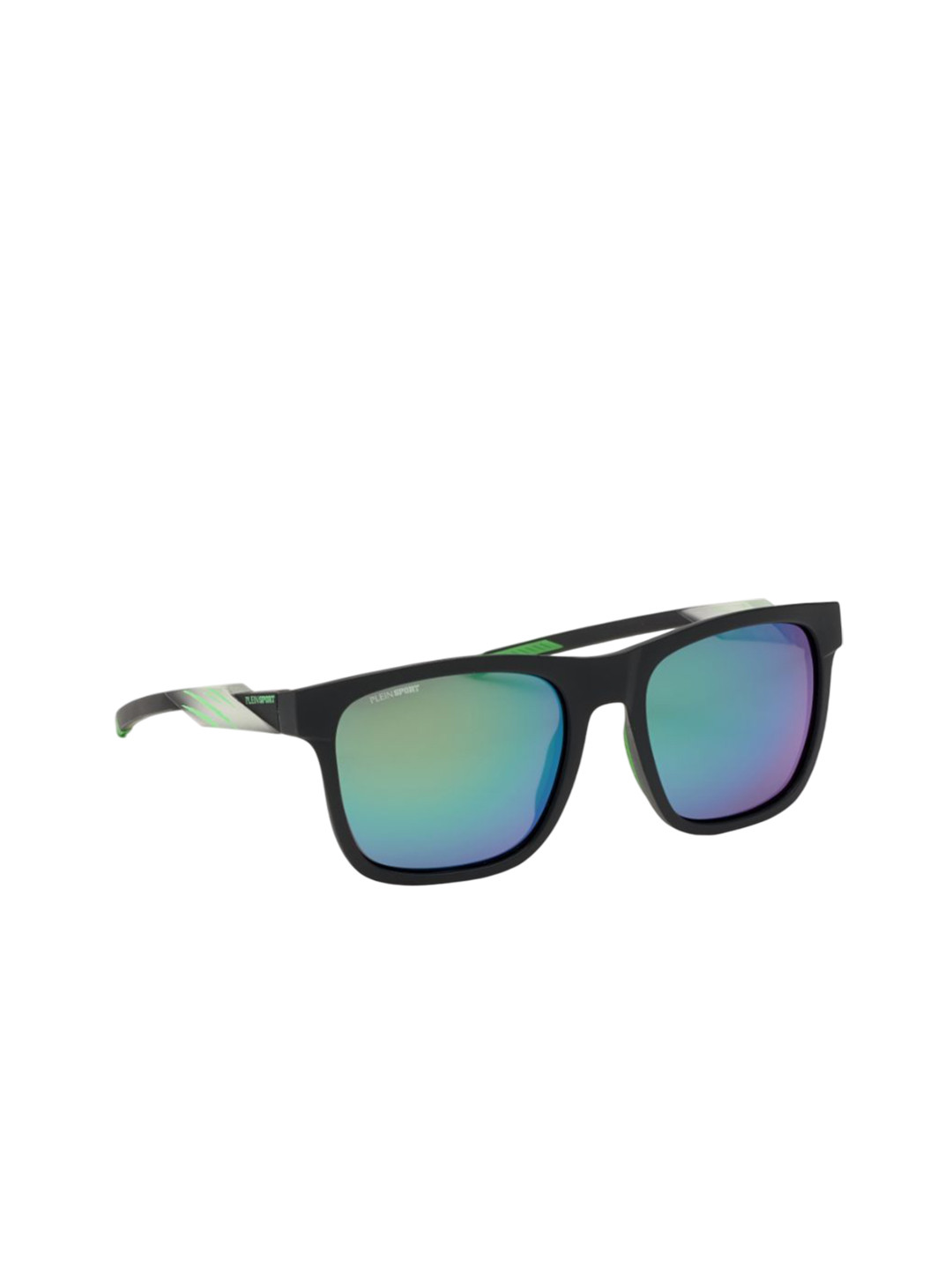 PHILIPP PLEIN Men Green Lens & Black Square Sunglasses with