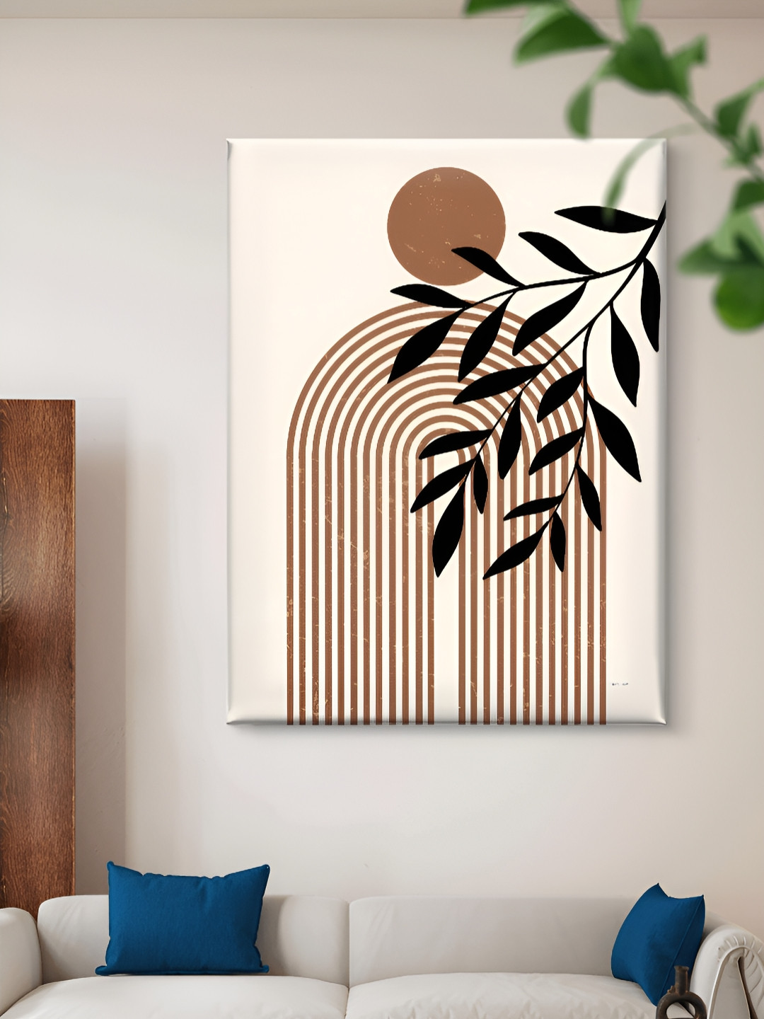 Livin'luxe White & Brown Modern Boho Framed Canvas Wall Art
