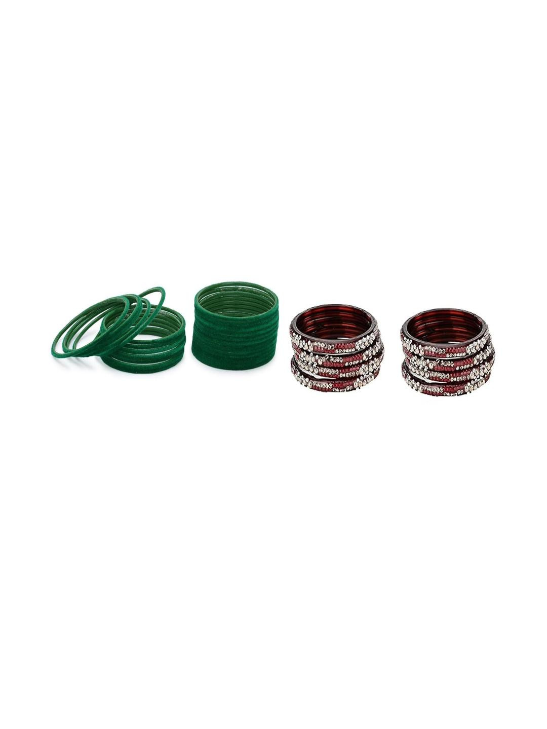 Somil Classic Combo Glass Bangles | Simple Chudi Set For Women & Girls | Daily Use & Special Occasions, Combo Of 2 Set, Green, Maroon