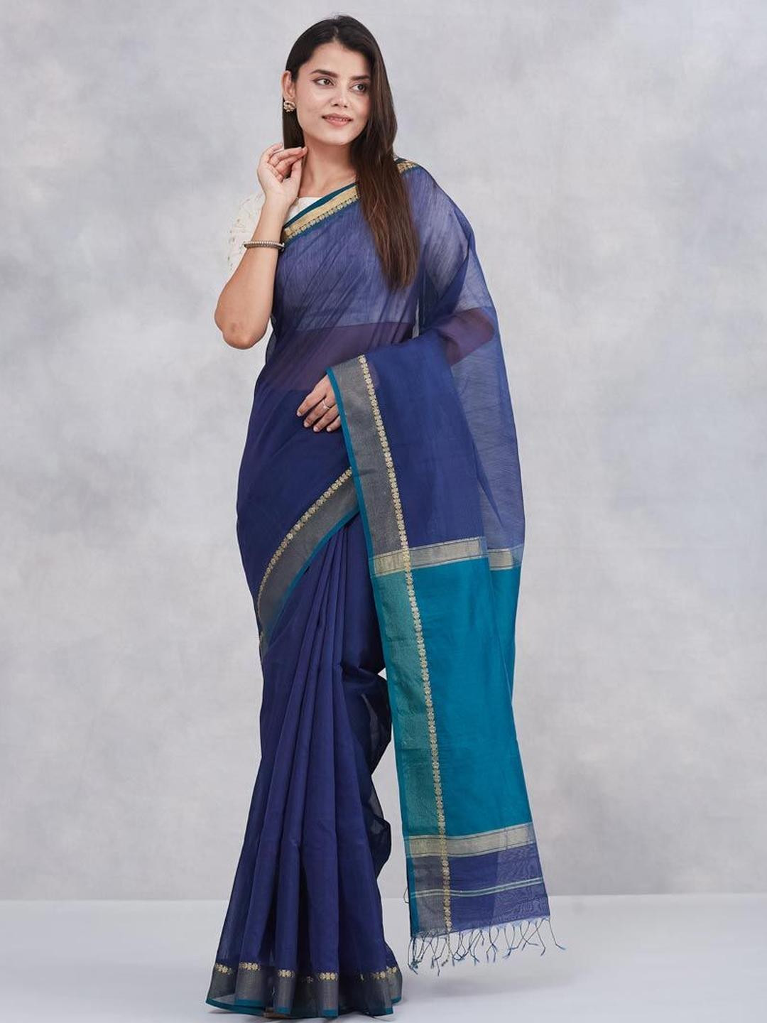 Fabindia Maheshwari Zari Border Saree
