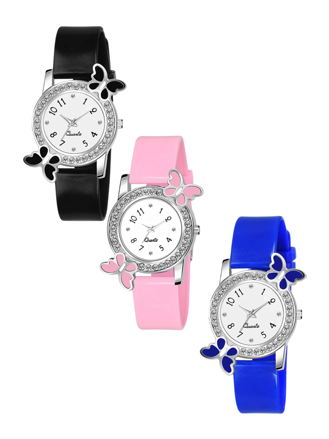 THE SHOPOHOLIC Women Pack of 2 Round Printed Dial & Straps Analogue Watch BF-BPR