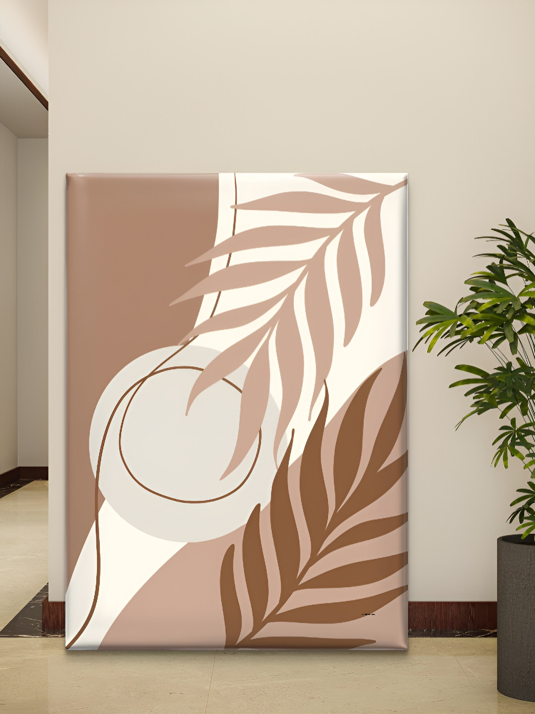 Livin'luxe Brown & Beige Palm Leaf Canvas Wall Art