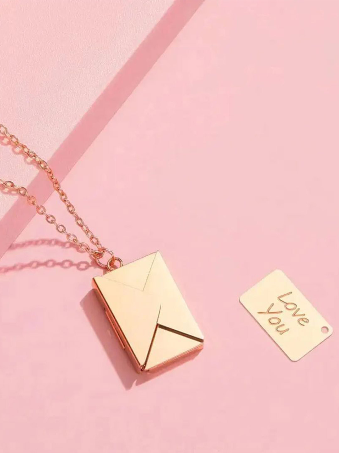 Estailo fashion Gold Plated Envelope Love Letter Pendant With Chain