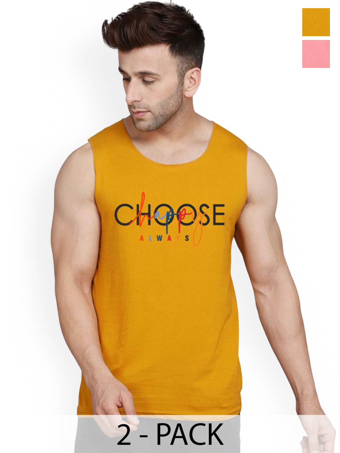 Pack Of 2  Printed Innerwear Vest   VSL26 CMB(CHS MUSTARD)(CHS PEACH)