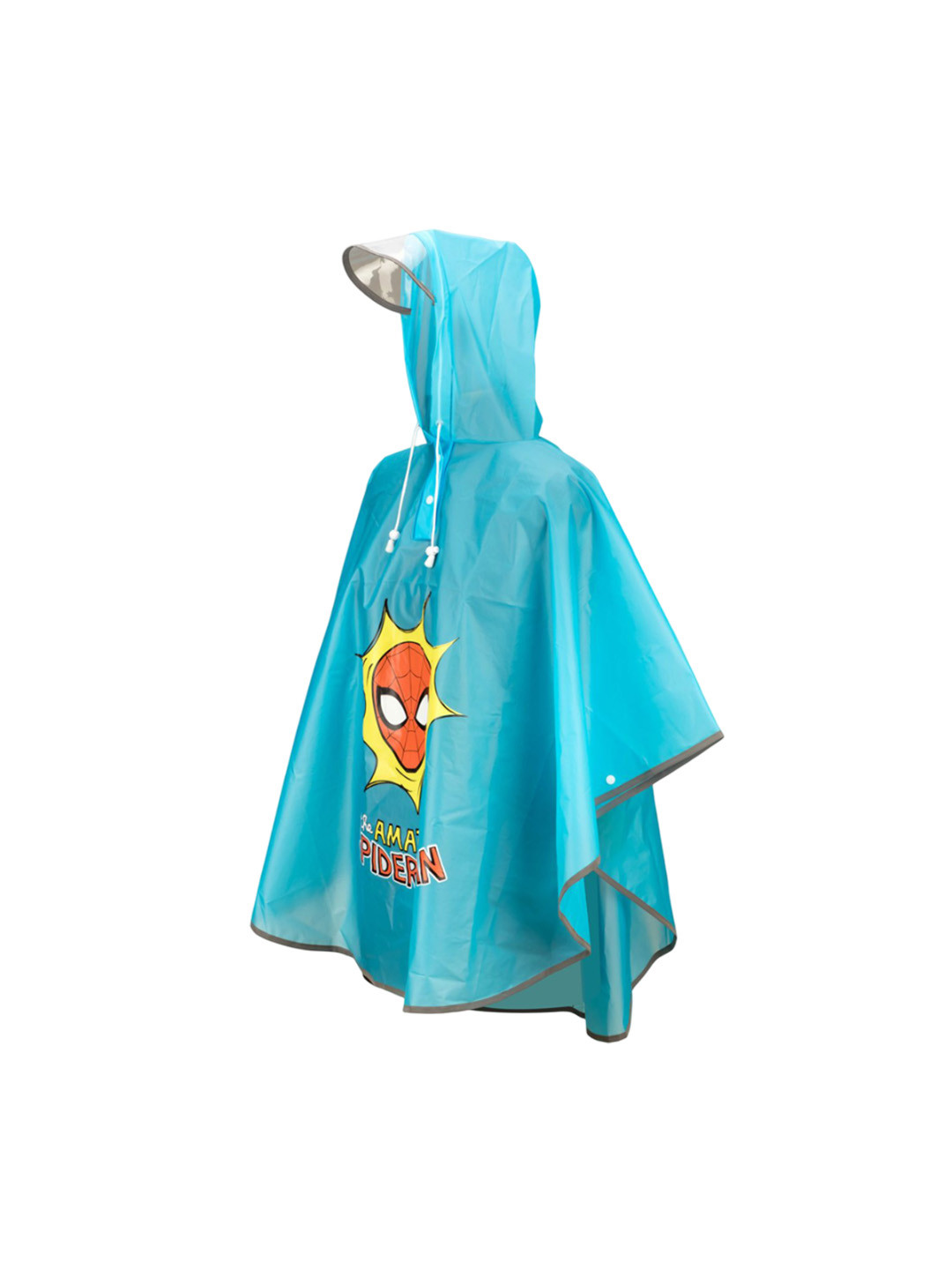Yellow Bee Boys Spider-Man Printed Hooded Rain Poncho With Reflective Safety Strip