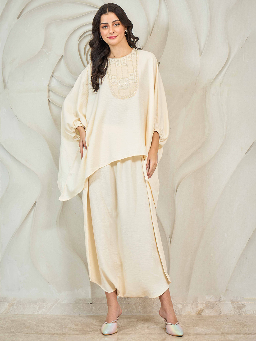 Shally Bhasin by Athena Embellished Batwing Tunic With Palazzo Co-Ords