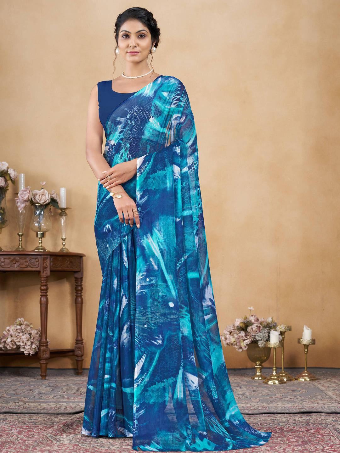 Garden Vareli Patchwork Pure Chiffon Saree