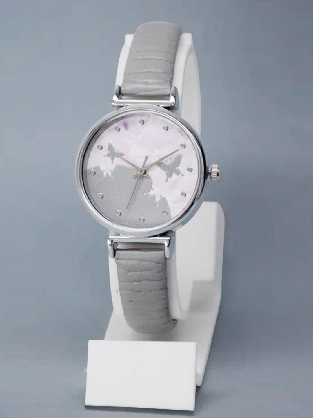THE SHOPOHOLIC Women Printed Dial & Leather Straps Analogue Watch AB-GREY