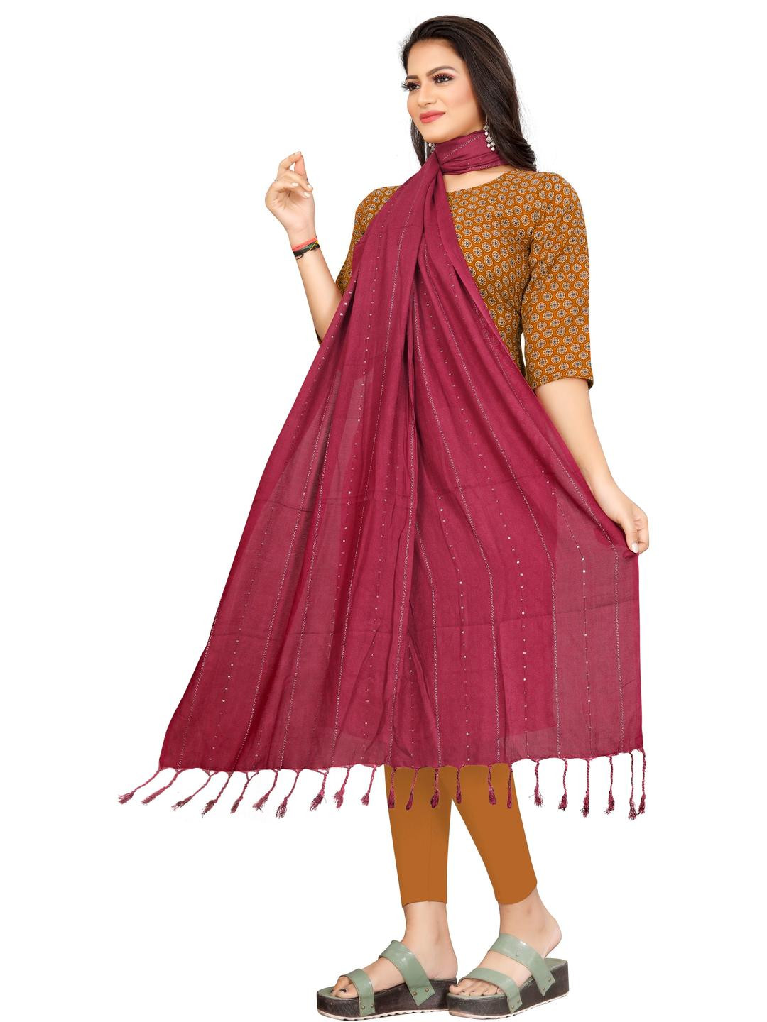 EBADAT Cotton Maroon Color Dupatta