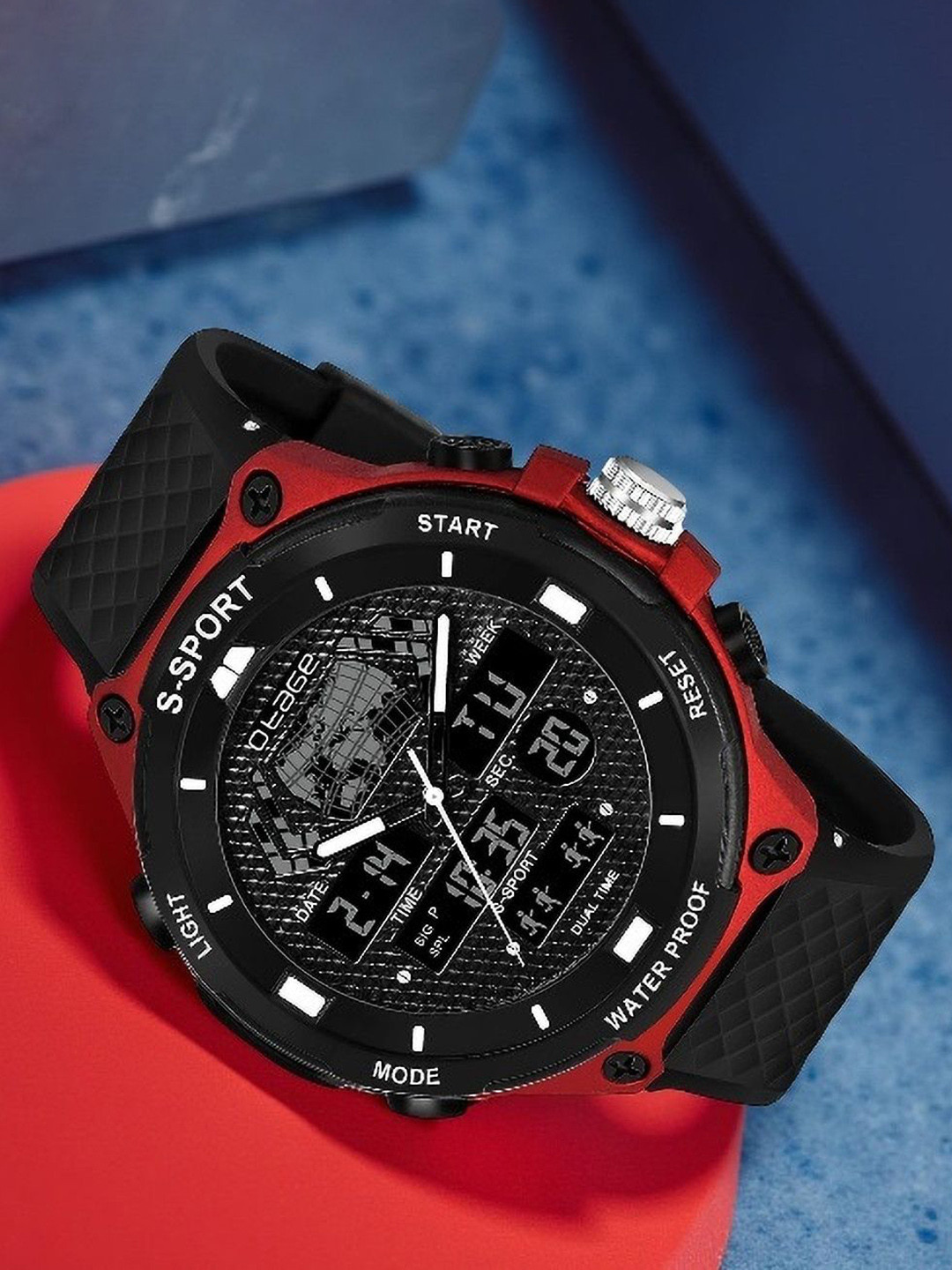 Otage Men Straps Analogue and Digital Multi Function Watch Otg 9084 Red