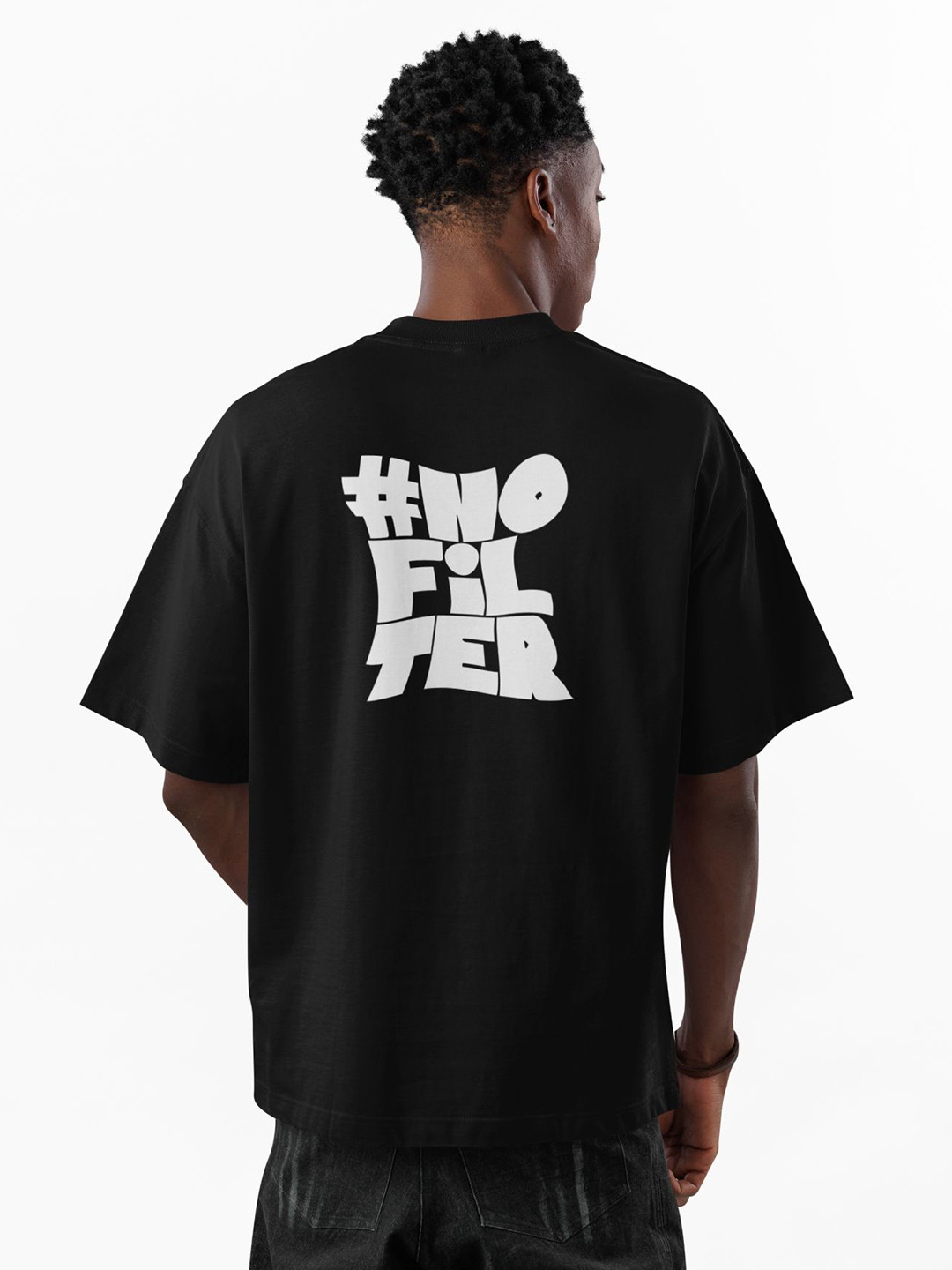 MOZIGO Typography Printed Oversized Cotton T-shirt