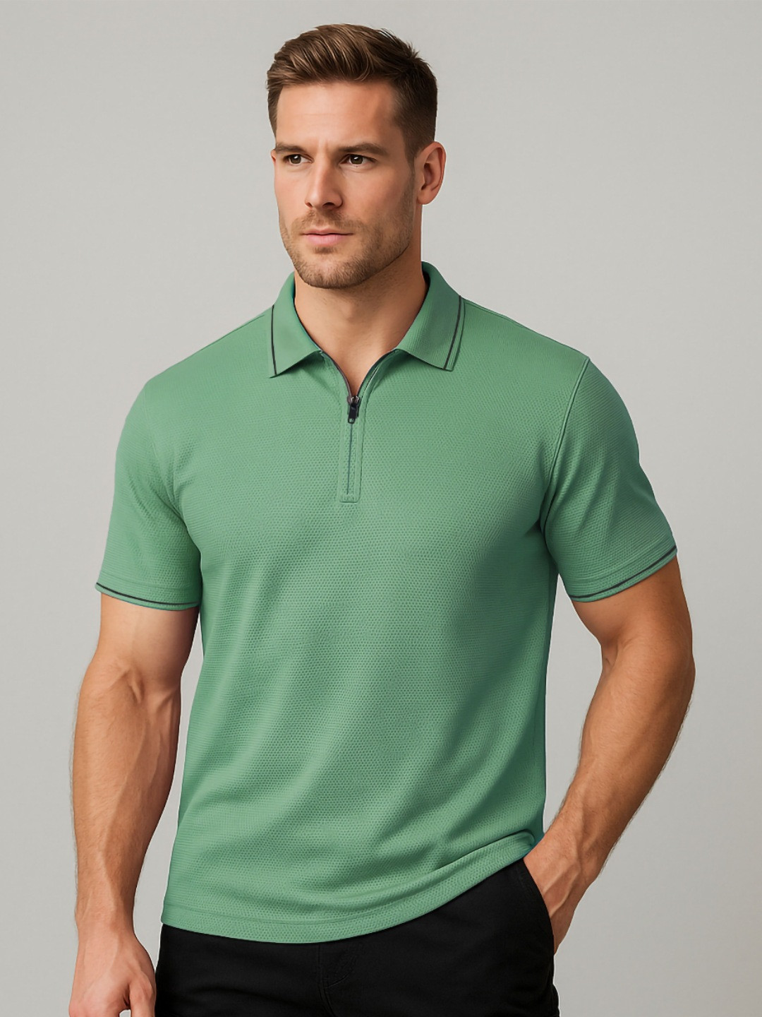JUARI BE A GENTLEMAN Men Solid Polo Collar T-shirt